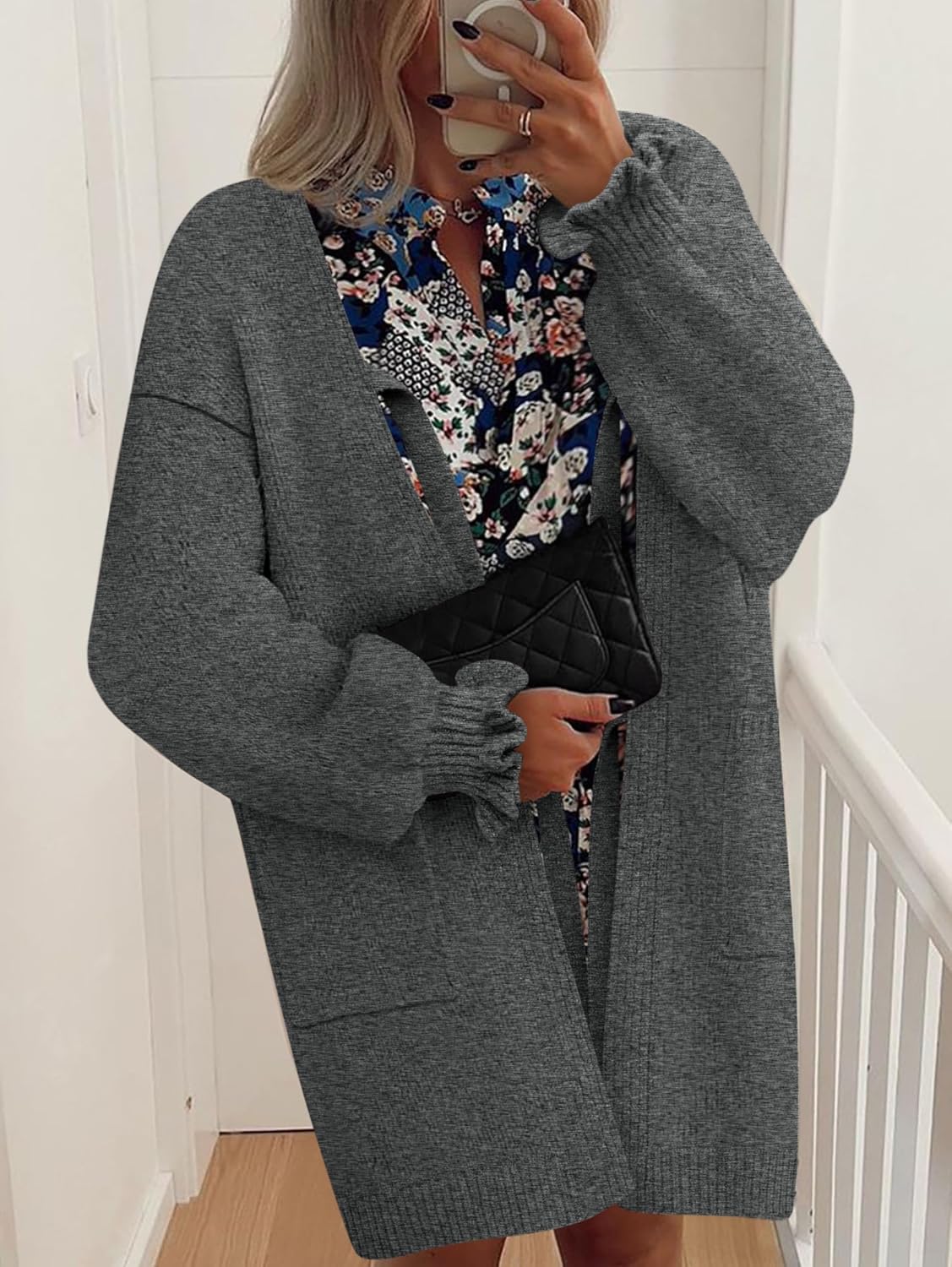 Women's 2025 Long Sleeve Cardigan Sweaters Open Front Bow Tie Up Cardigan with Pockets - Image 4