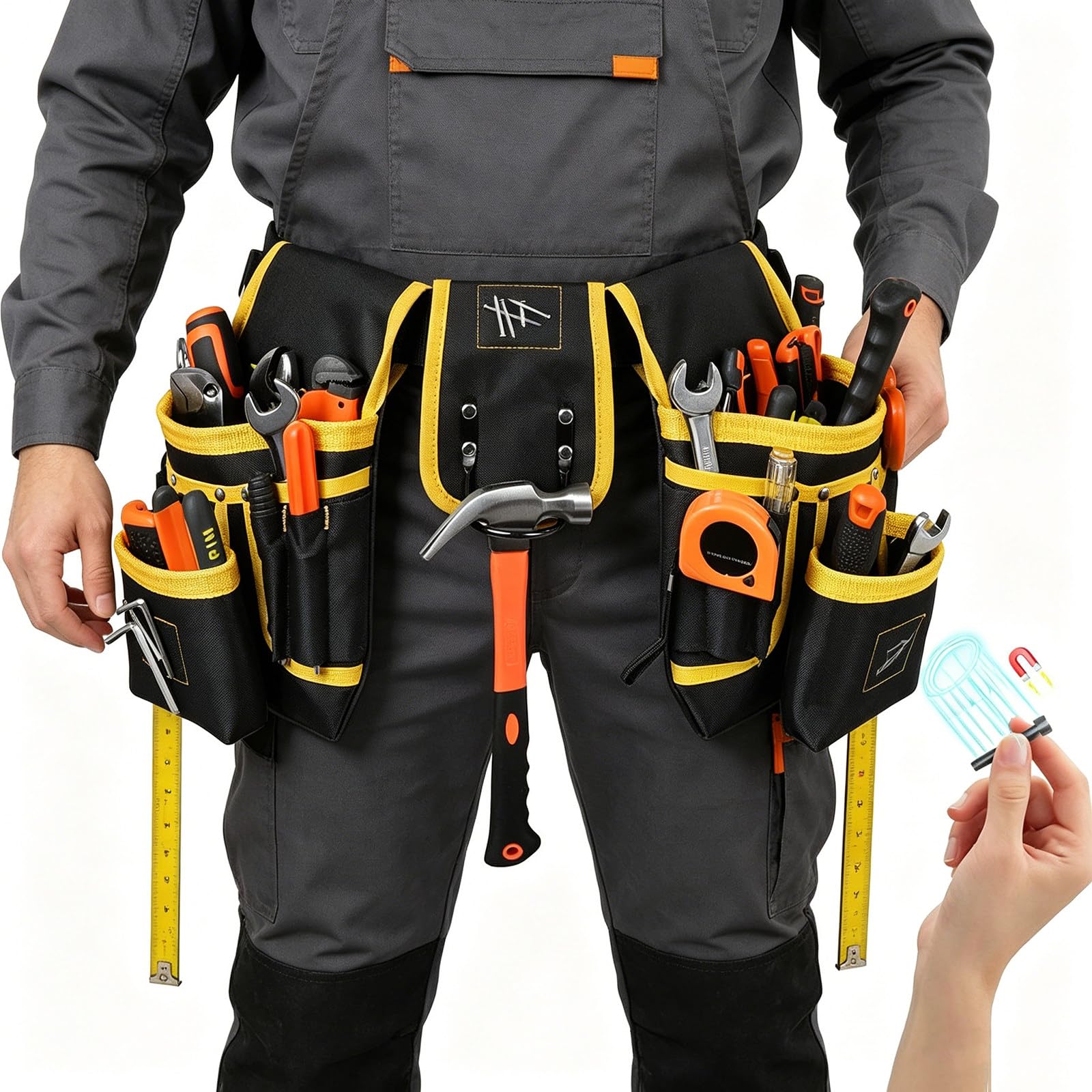 DJFYVAEIO Magnetic Tool Belt,Adjustable,Utility Belt,Gifts For Men,For Electrician,Carpenter