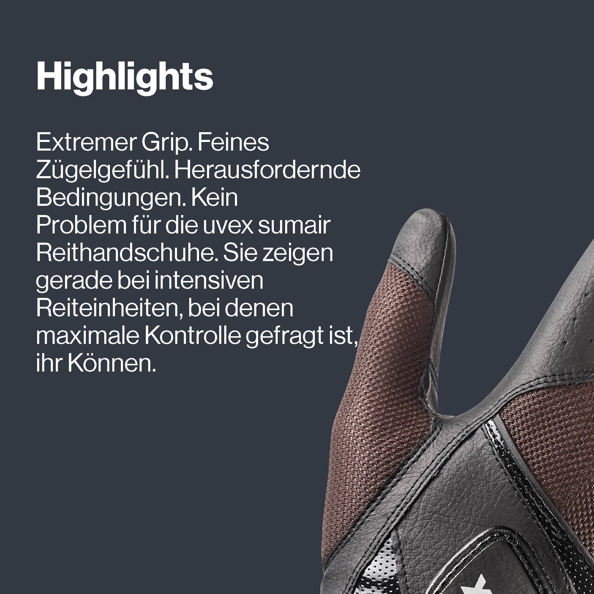 Uvex sumair Reithandschuhe, Black-Brown, 10.5