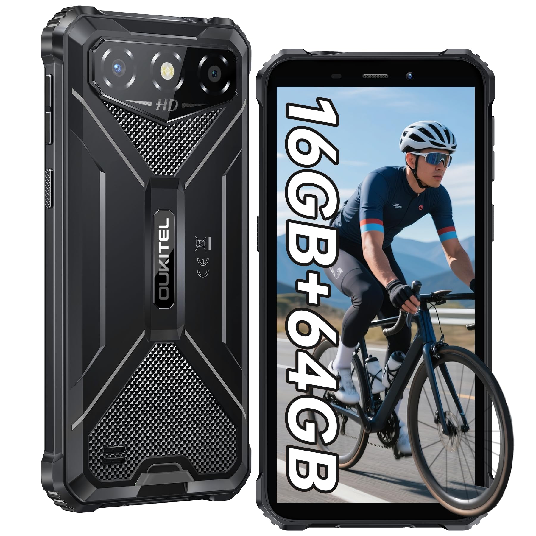 OUKITEL G3 Telefono Indistruttibile 2025, 16GB RAM+64GB ROM/1TB Rugged Smartphone, 6300mAh Telefono Rugged, 6.0" Cellulare Antiurto, 13MP Cellulare Impermeabile, 4G Dual SIM/IP68/IP69K/OTG/Face ID/GPS