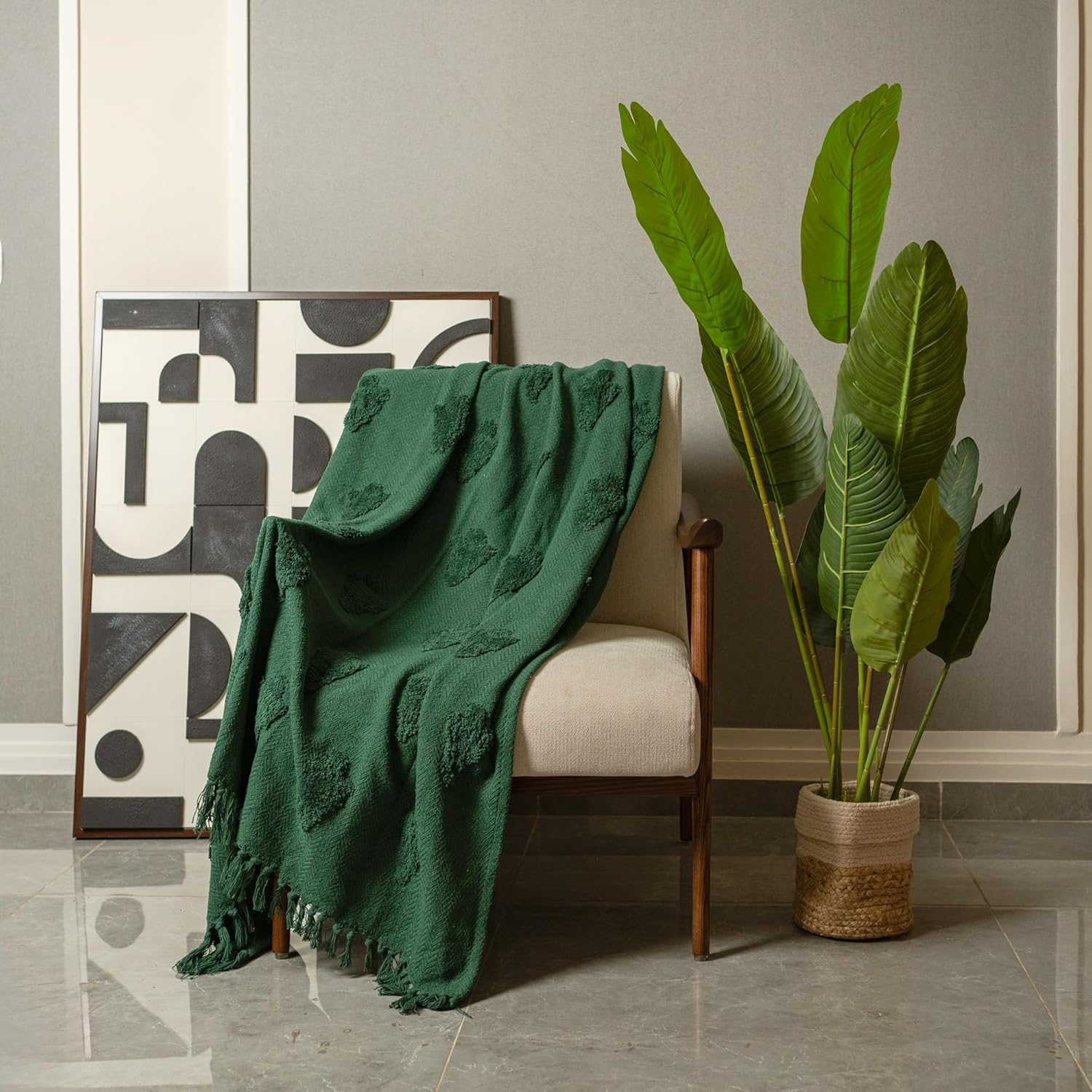 SASHAA World Green Cotton Throw | Ideal for Your Home, Living Room, Sofa, Bed, Chair, Picnic & Used for Gift | 130X160 cm| TC – 125