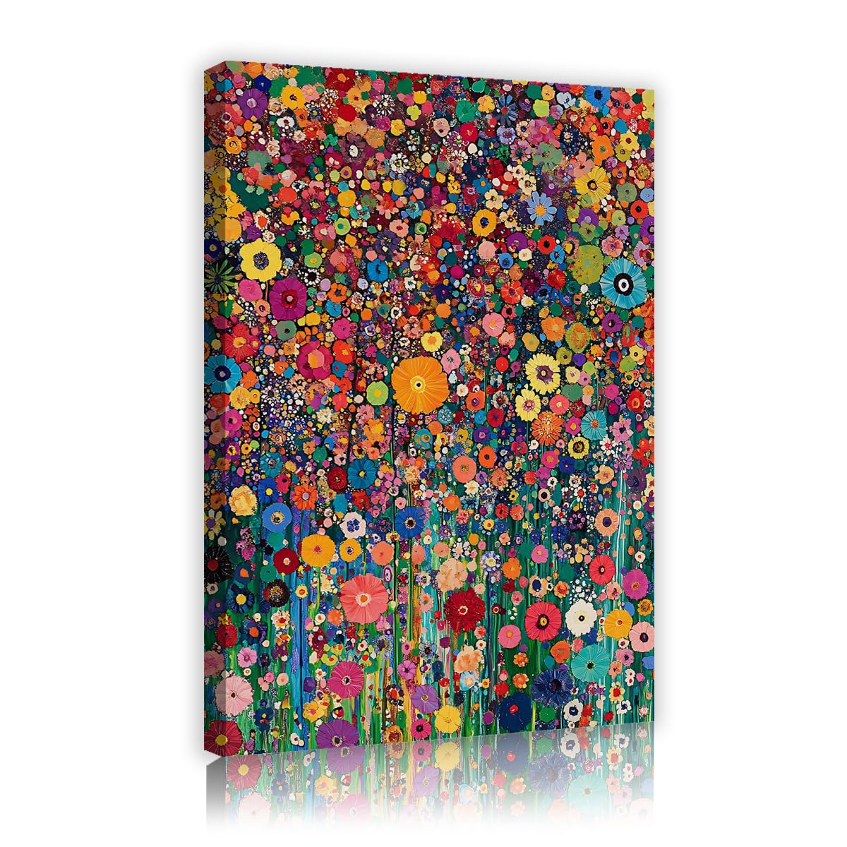 Via Vela Vibrant Wildflower Framed Canvas Wall Art Living Room Colorful Floral Painting Modern Pictures Stretched Artwork for Bedroom Decor 60x90cm