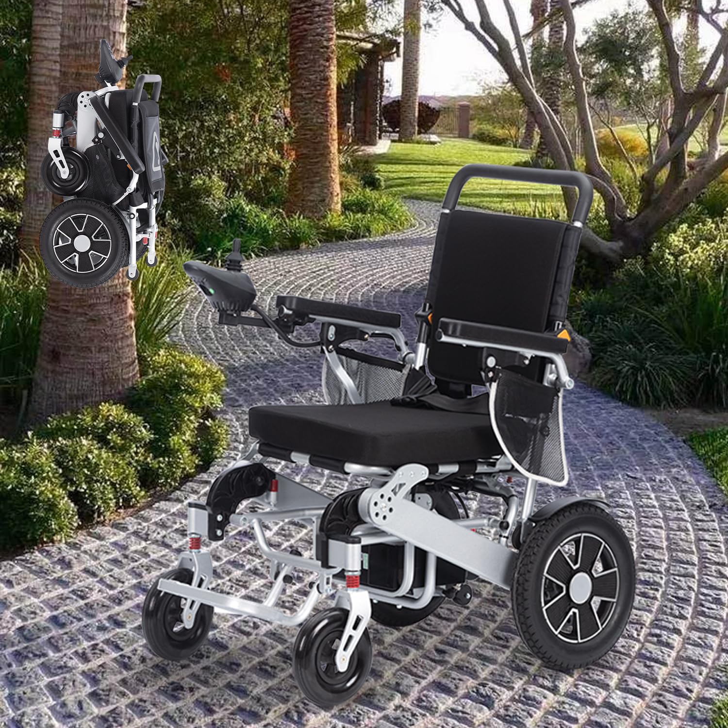 Electric Wheelchair for Adults,55lbs Lightweight Folding Power Wheelchair, 20 Miles Longer Range-500W Dual Motors Intelligent Foldable All Terrain Motorized Mobility Scooters for Seniors