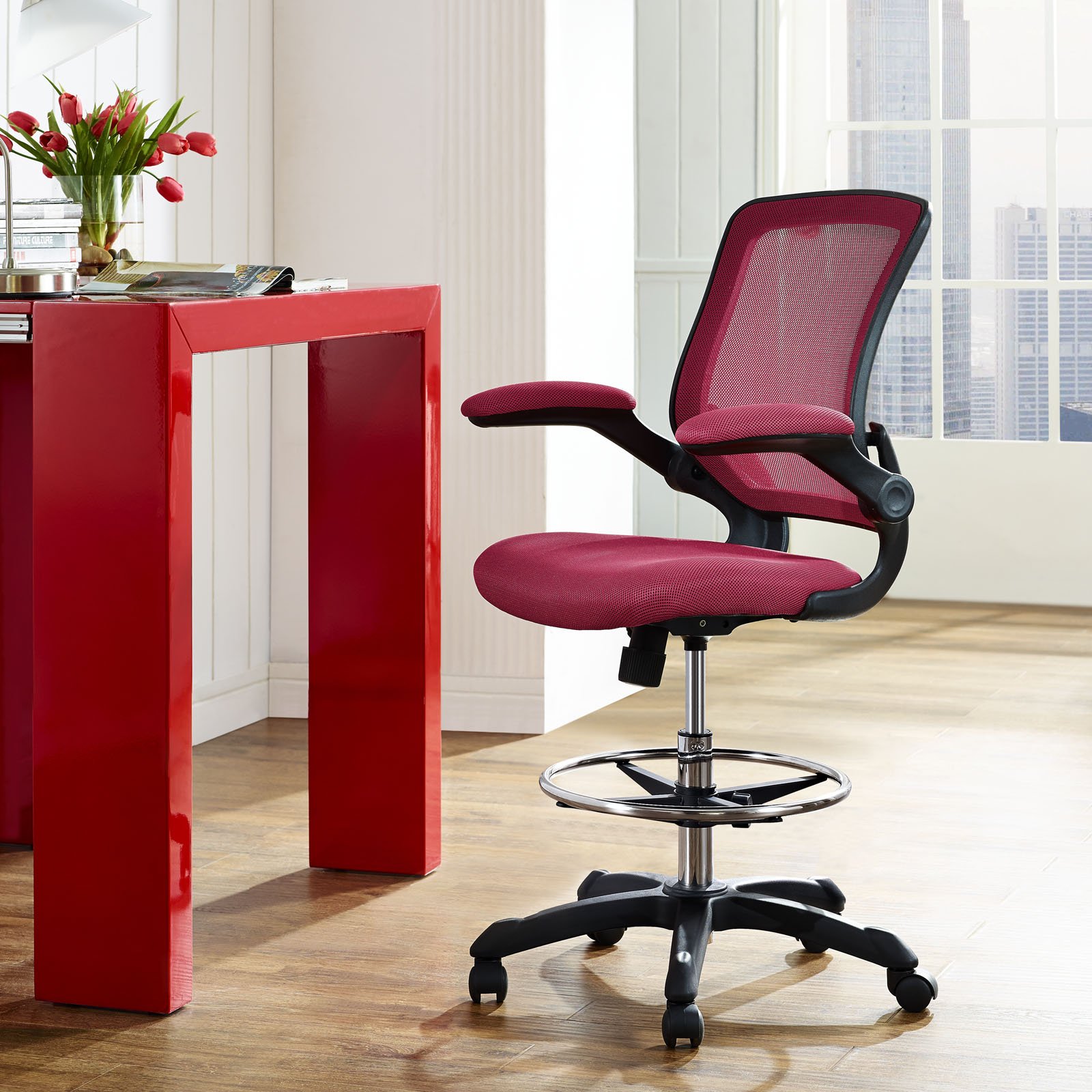 Amazon.co.jp: Modway MO-EEI-1423-RED レセプションデスク フリップ