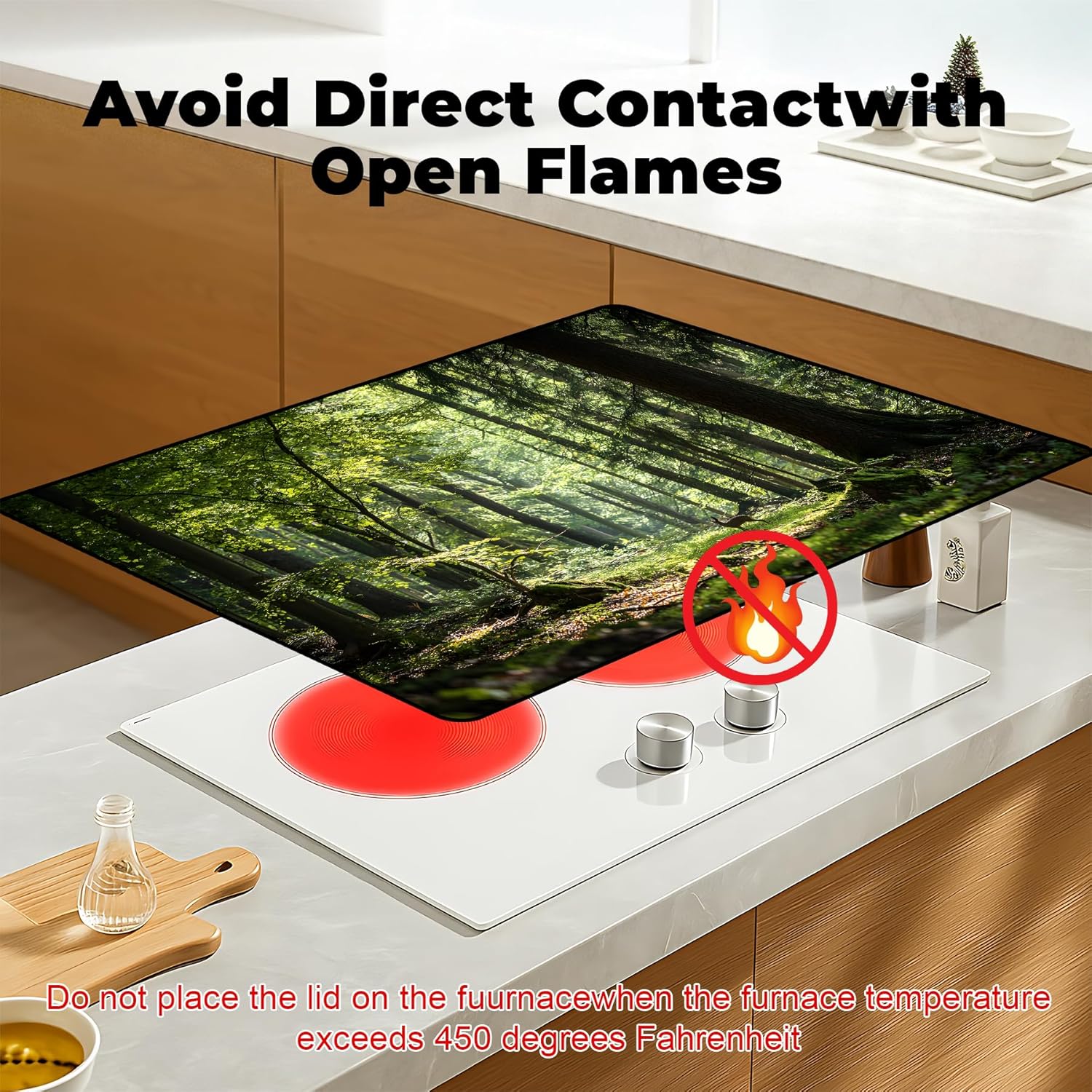 Heat-Resistant Glass Stove Top Cover with Anti-Slip Rubber Coating – 28.5x20.5 Inch Electric Stove Protector, Scratch-Resistant, Expands Counter Space (Forest, 28.5"L x 20.5"W)