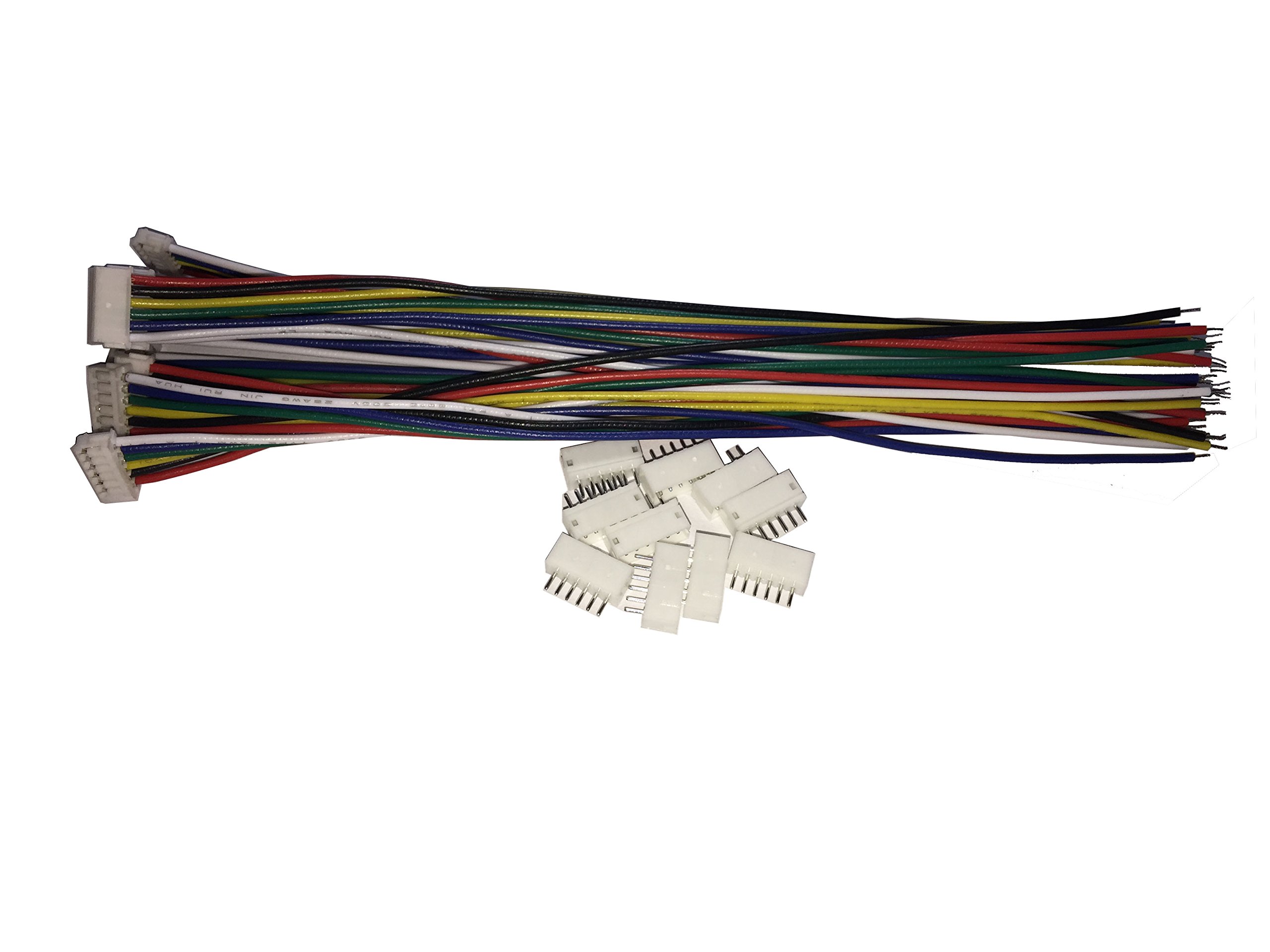 LATTECH 10 Sets JST ZH 1.5MM 6 Pin Female Single Connector with Flat Wires 150MM 1007 28AWG