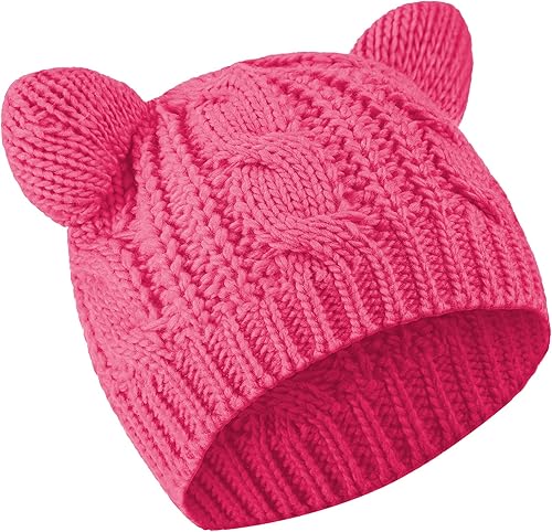 SATINIOR Lindo gorro de punto con orejas de gato, gorro de punto de invierno para mujeres y niñas