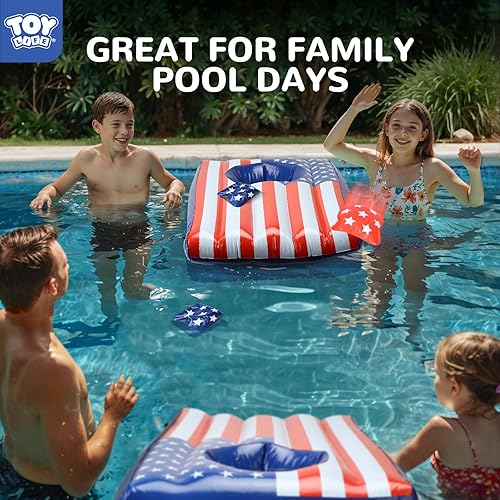 Miniatura 2 de TOY Life Juego de 2 juegos inflables para juegos de piscina, juego de cornhole flotante para adultos, niños y familia, juegos acuáticos para