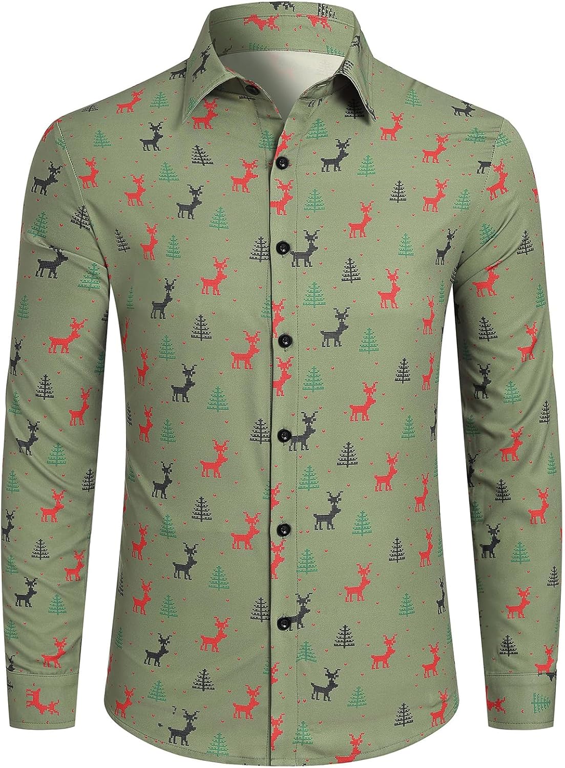 IBTOM CASTLE Mens Christmas Shirts Santa Claus Party Long Sleeve Button Down Shirts Xmas Shirts for Men