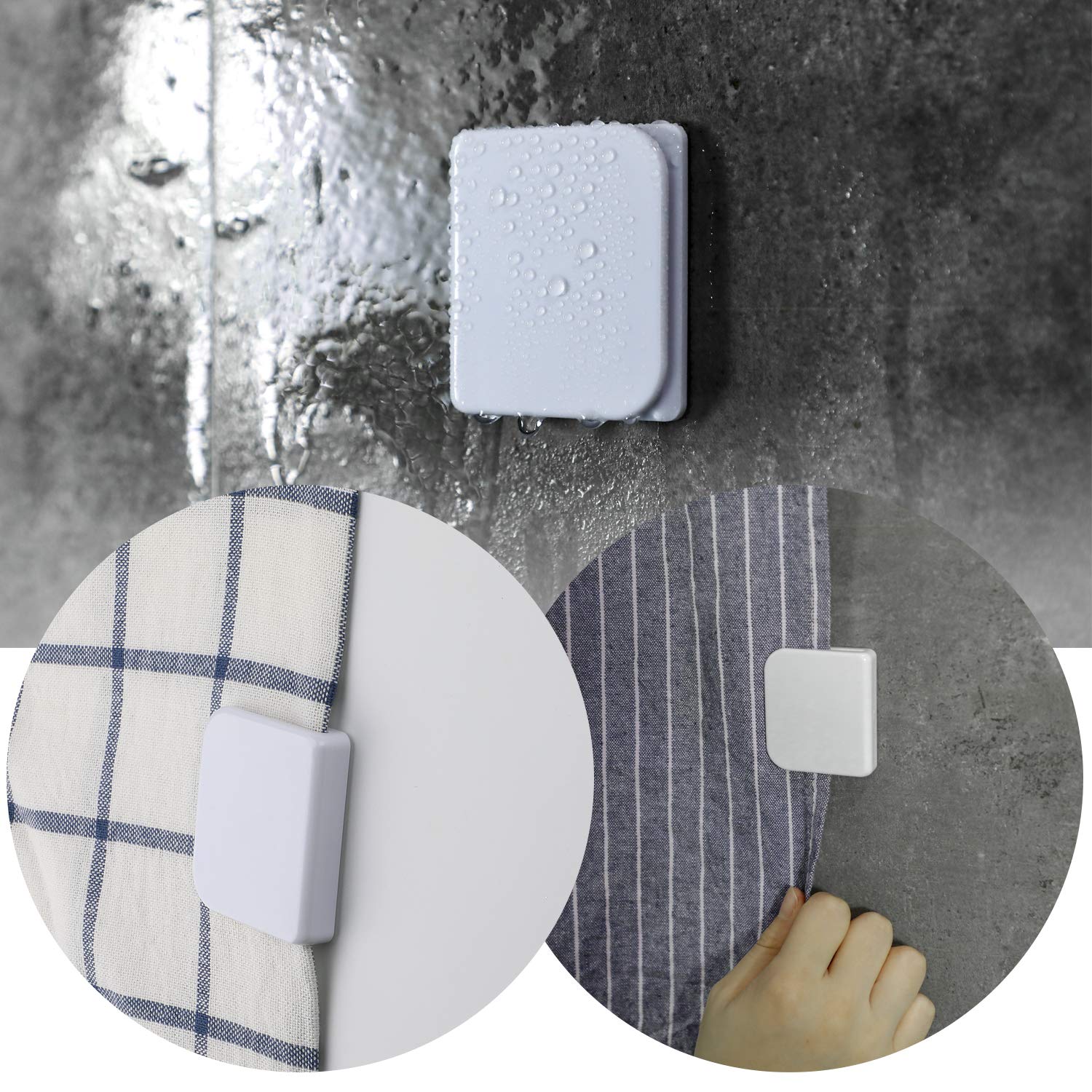 Hifot Clip della tenda della doccia di 4pcs fermi autoadesivi antiscorrimento della tenda di protezione della tenda, clip a forma di U fissate, clip di perdita di protezione dell'acqua del bagno
