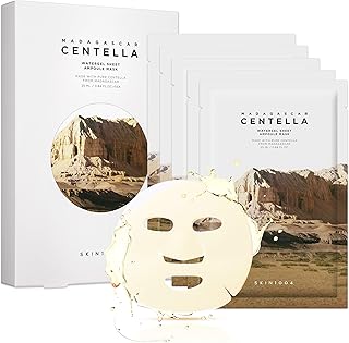 SKIN1004 Madagascar Centella Watergel Sheet Ampoule Mask, 5ea, Korean Face Mask with Centella Asiatica, Hydrating Face Mask Sheet infused with Centella Ampoule for Deep Hydration, Korean Skin Care