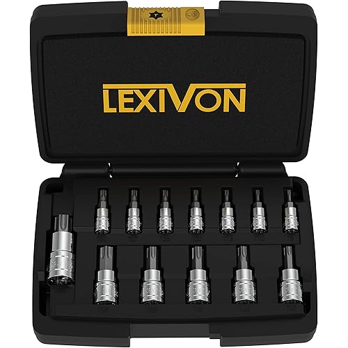 LEXIVON Torx Bit Socket Set, Premium S2 Alloy Steel | 13-Piece Star T8 - T60 Set | Enhanced Storage Case (LX-143)