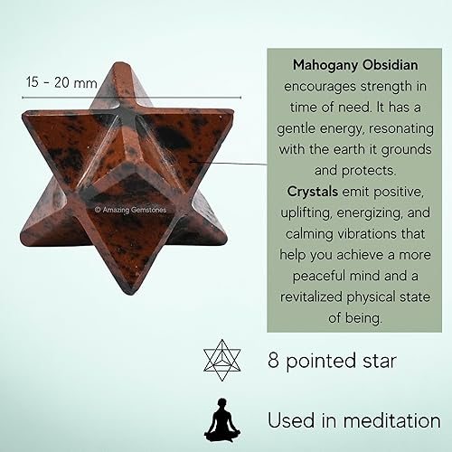 Miniatura 167 de Amazing Gemstone Larvikite Merkaba Crystal – Estrella de Merkaba metafísica de 1 pulgada para meditación – Cristal tetraedro energético y piedras