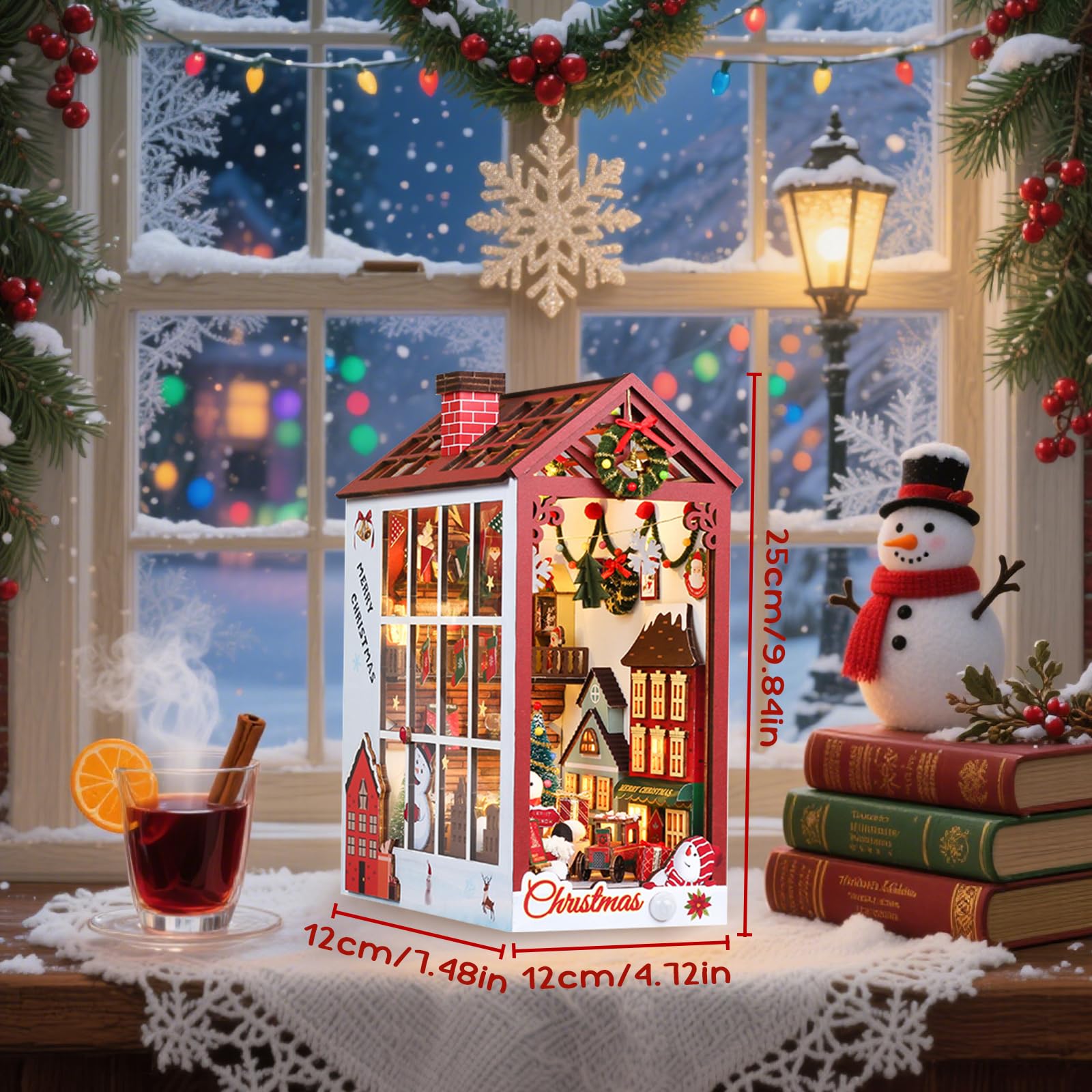 KBIBCK DIY Book Nook Kit, 3D puzzel boekensteunen van hout, DIY miniatuur poppenhuis-set, DIYs miniatuur huis met LED verlichting en meubels, modelbouwsets voor volwassenen om te bouwen KBIBCK DIY Book Nook Kit, 3D puzzel boekensteunen van hout, DIY miniatuur poppenhuis-set, DIYs miniatuur huis met LED verlichting en meubels, modelbouwsets voor volwassenen om te bouwen
