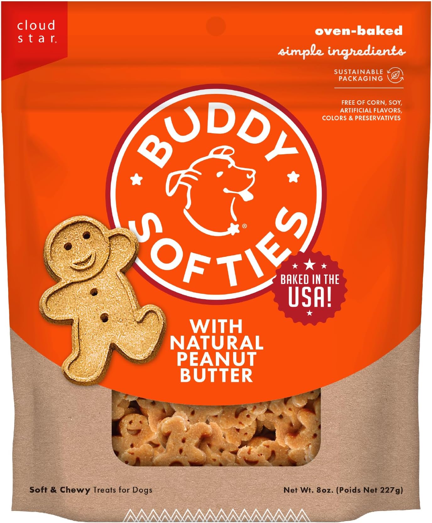 Softies 8 oz Pouch, Soft & Chewy, Natural Peanut Butter Flavor Dog Treats, Oven Baked in The USA