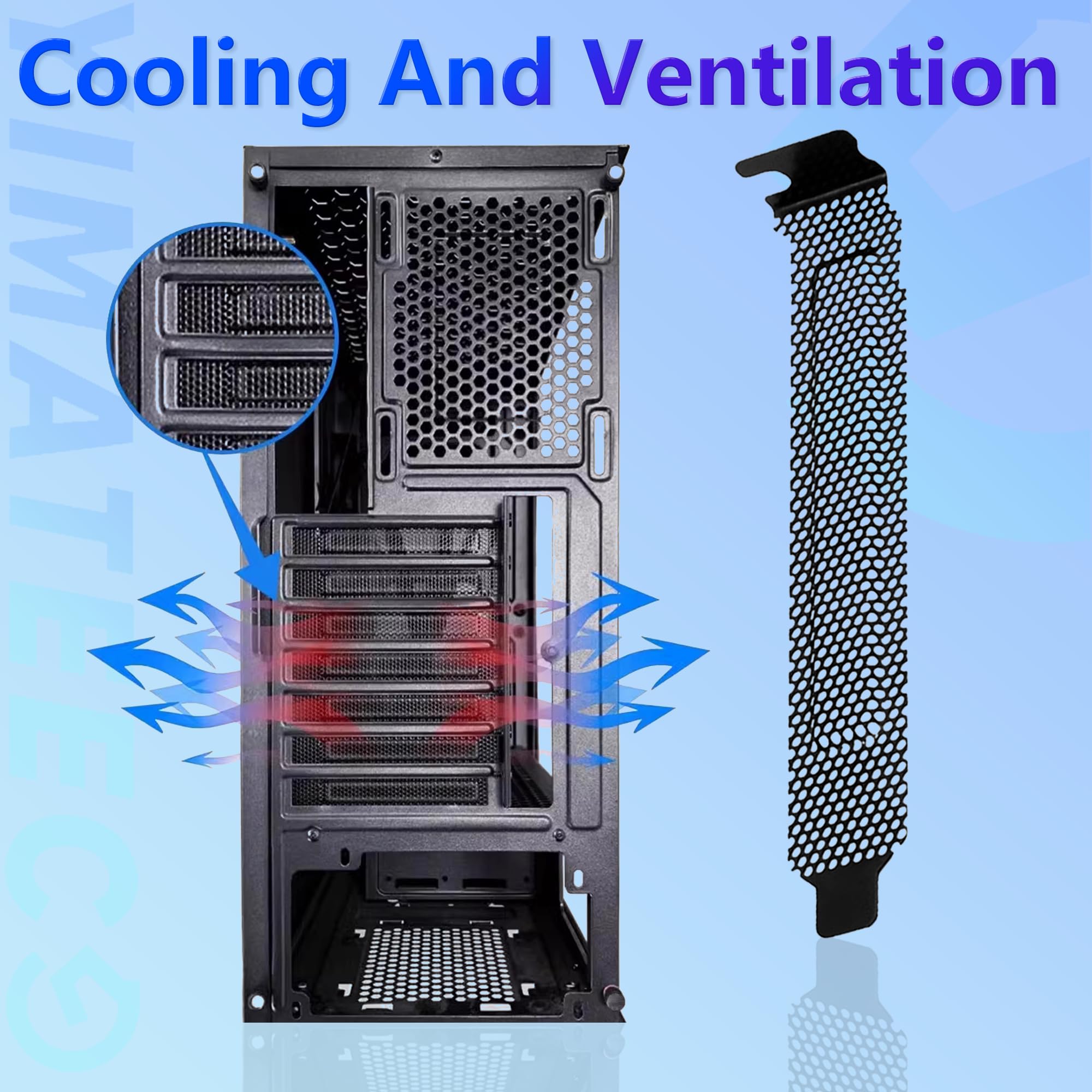 10 coperture per slot PCI, in acciaio al carbonio, filtro antipolvere di ventilazione, piastra di copertura con viti per case del computer (120 x 20 mm, nero, 10 pezzi)