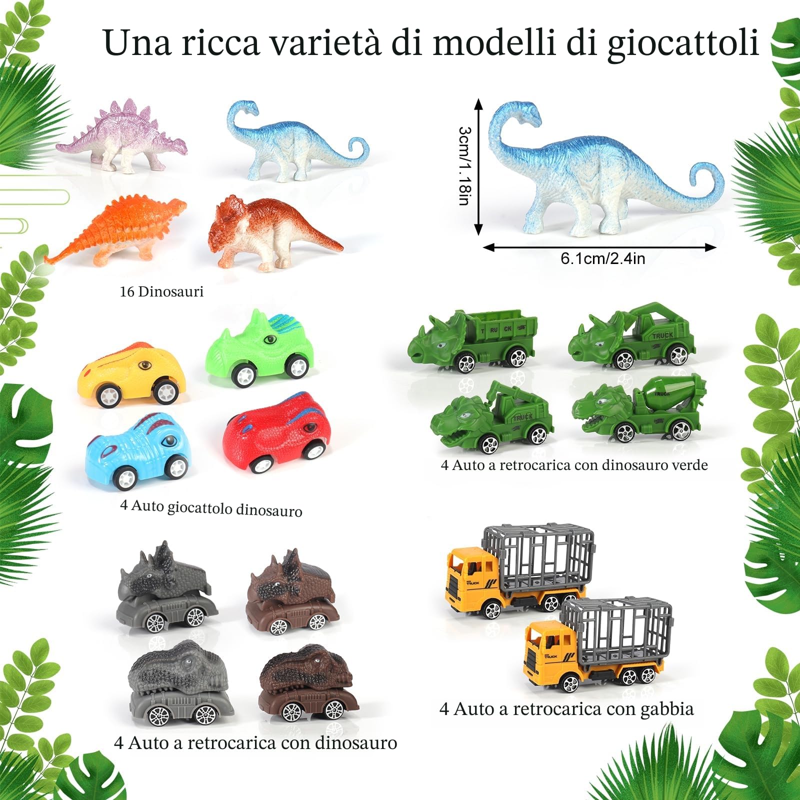 Calendario avvento 2025, Calendario dell'Avvento dei Dinosauri per Bambini - 24 Giorni di Sorprese con Mappa, Dinosauri, Uova e Veicoli, Giocattoli Educativi per bambini a partire dai 4 anni in su