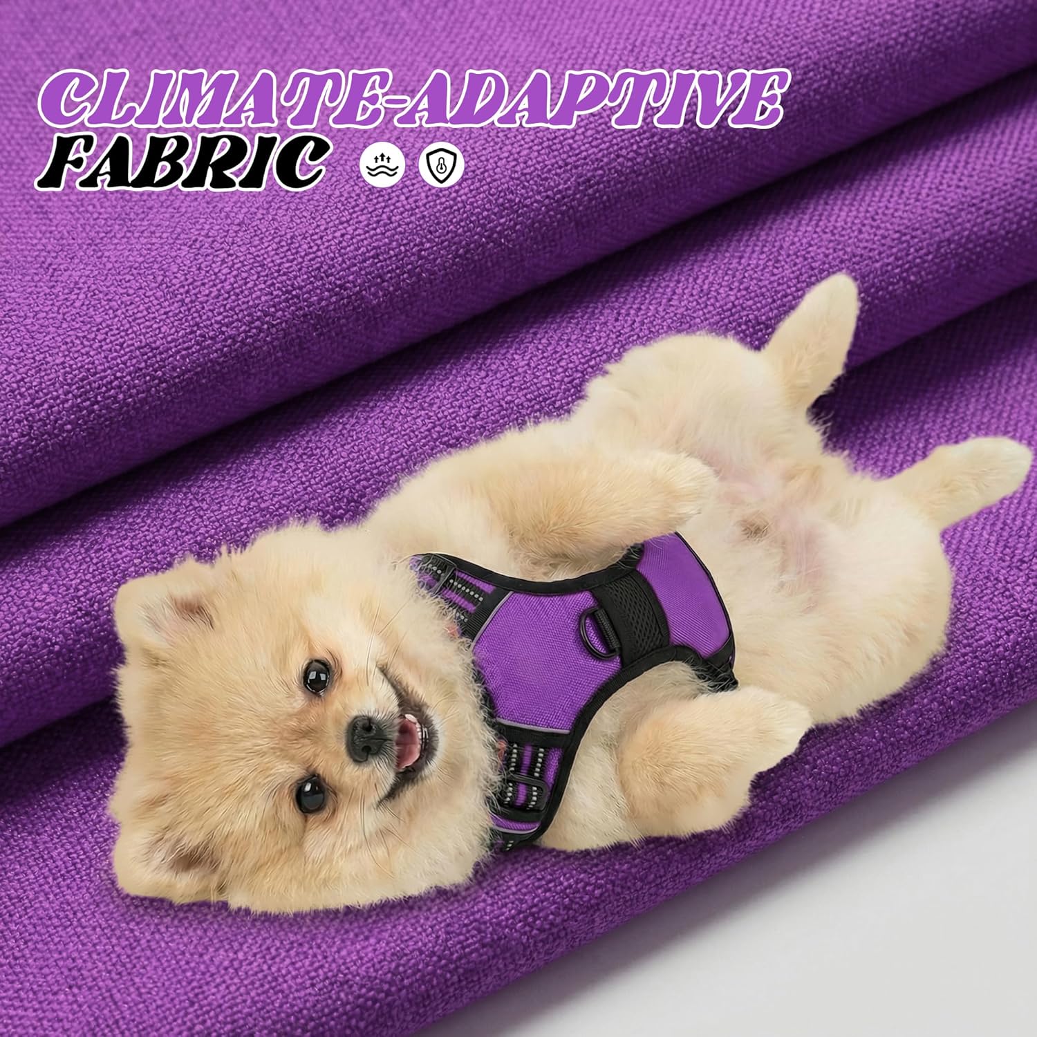 Funfox No Pull Dog Harness, Adjustable Pet Vest with Control Handle & Front Clip, Reflective Design for Small Medium Large XL Dogs, Purple XL