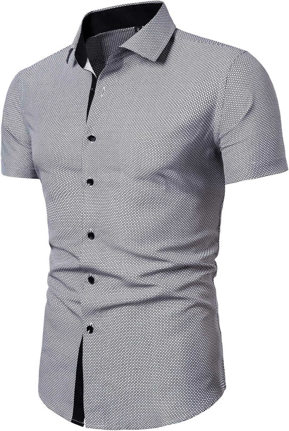 LOCALMODE Men's Regular Fit Cotton Business Casual Shirt Solid Short Sleeve Button Down Dress Shirts
