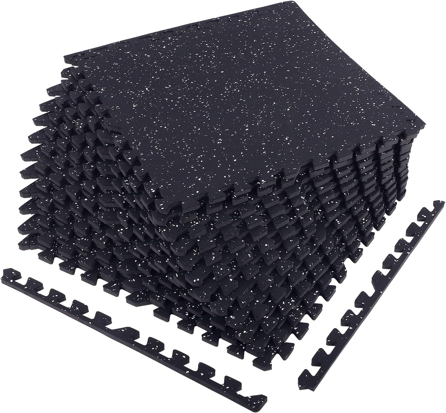 Thick Exercise Equipment Mats,EVA Foam Exercise Mat Tiles - Durable, Interlocking Mat, Gym Flooring for Home Gym(Black/Marble)