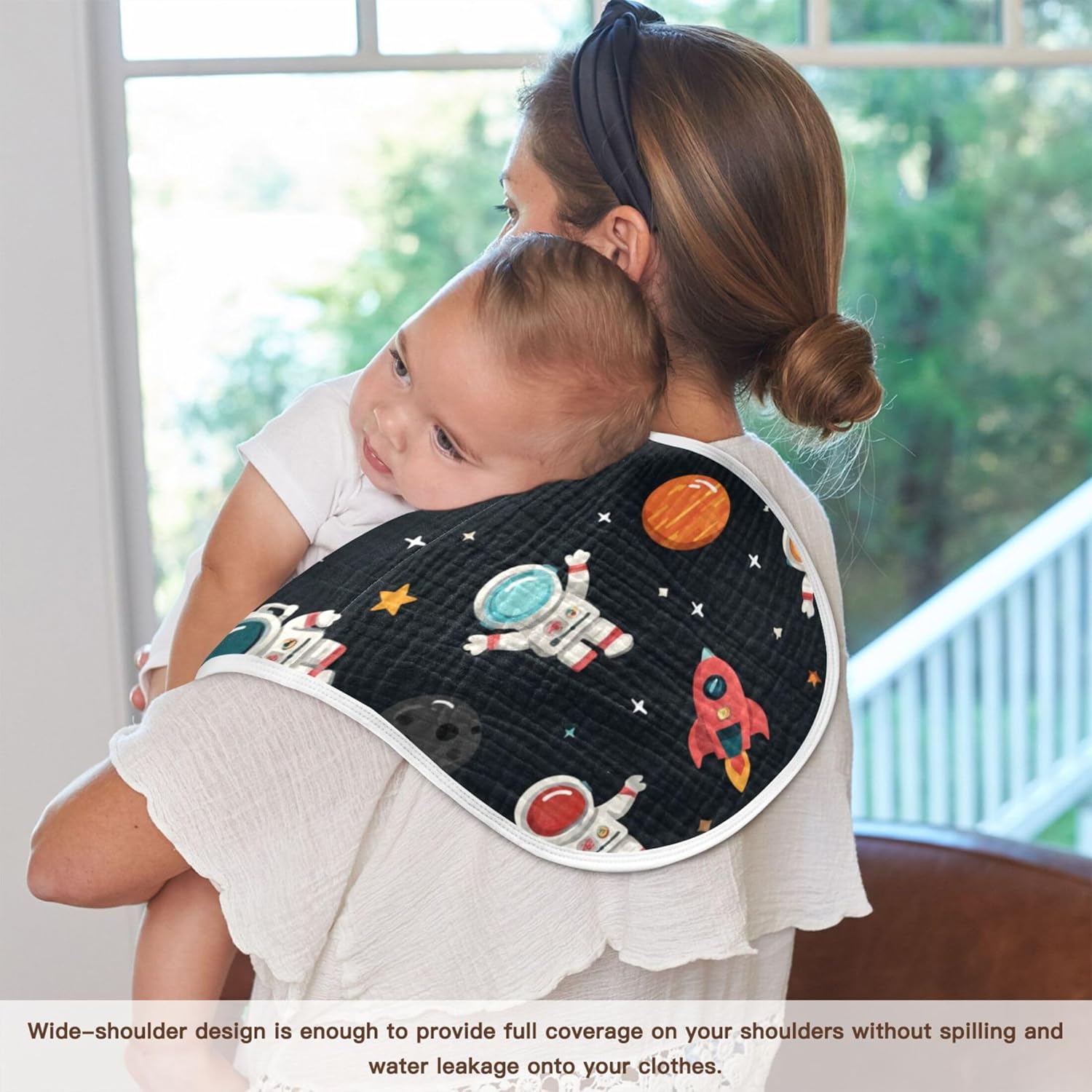 Cartoon Galaxy Space Astronauts Burp Cloths Baby Boys Girls Absorbent Soft Cotton Burping Cloths Rags 4 Pack
