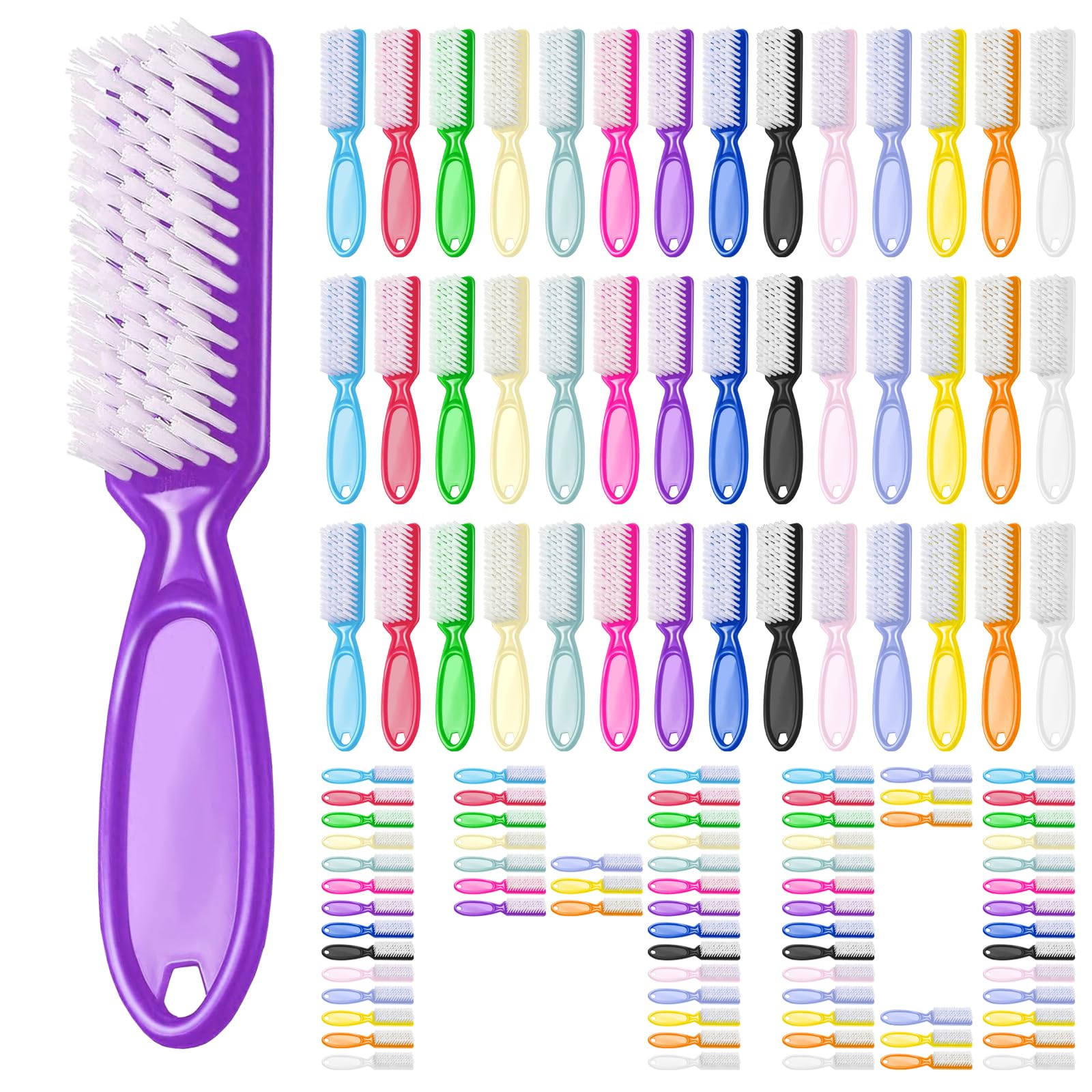 140 pennelli con impugnatura per unghie, per la pulizia delle mani, per pedicure, manicure, con setole morbide e rigide, per la pulizia di unghie, unghie e piedi (colore carino)