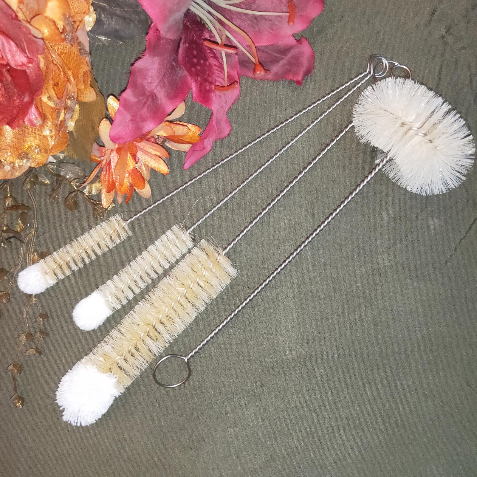 Set di pennelli per la pulizia della bottiglia di soda in acciaio inox, con manico lungo, flessibile e pieghevole, per bottiglie di acqua e biberon, tubo di cannuccia (4)