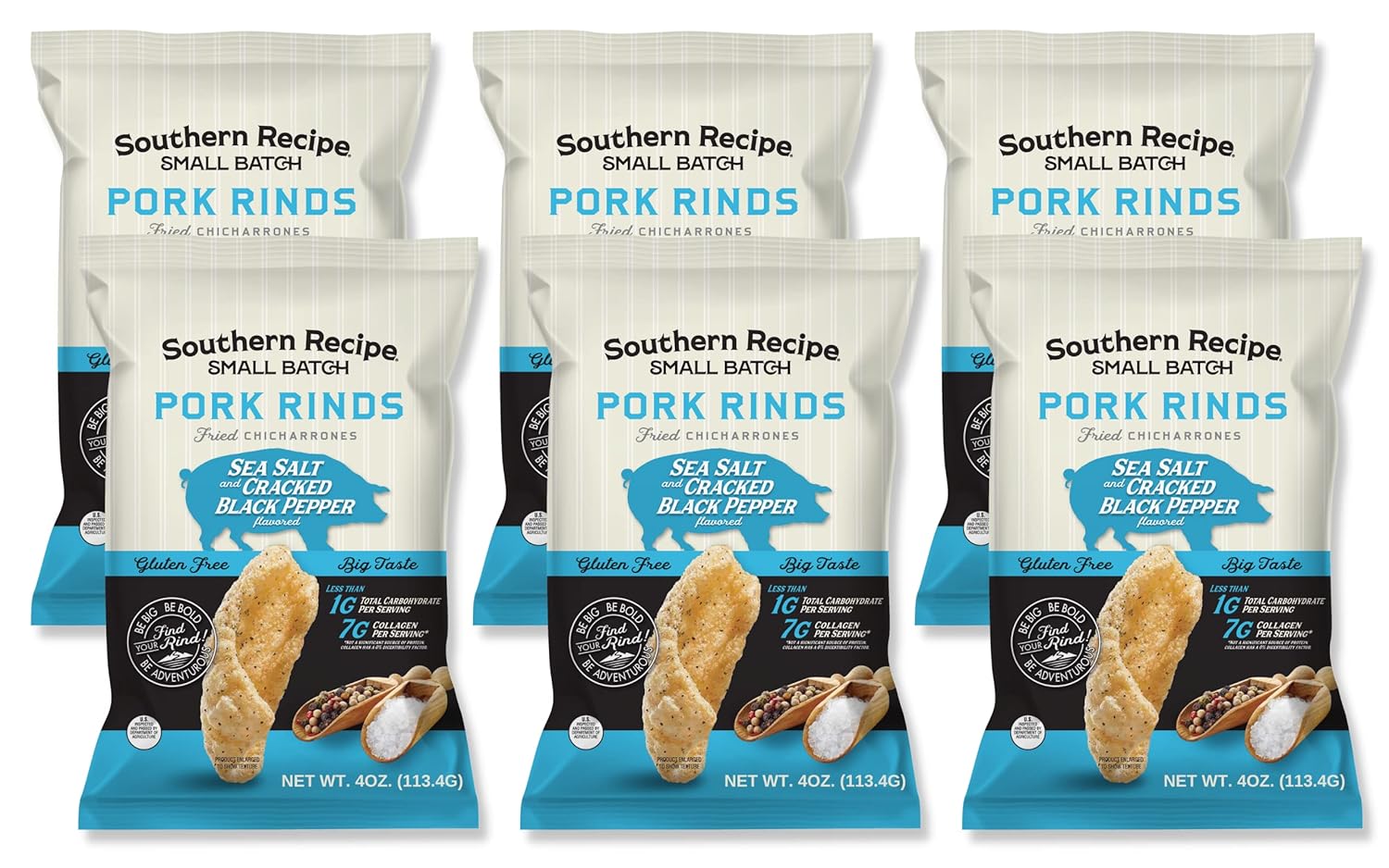 Southern Recipe Small Batch Pork Rinds Sea Salt & Cracked Black Pepper