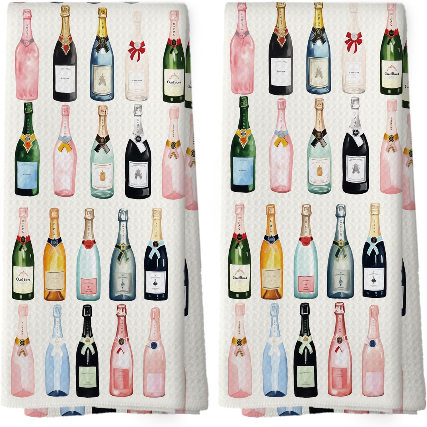 Champagne Lover Gifts Kitchen Towels Set of 2, Champagne Accessories Bar Bathroom Decor, Trendy Alcohol Bottles Cocktail Gift Bachelorettes Decorative Tea Towels Dish Towels 16x24 Inch
