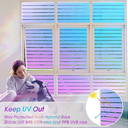 Miniatura 2 de Coavas - Película de privacidad de vidrio esmerilado para ventana, bloqueo solar y UV, adherencia estática, no adhesiva, control de calor,