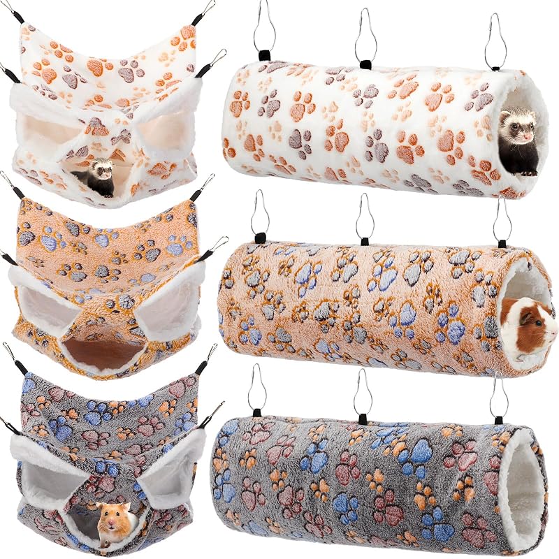 Sweetude Kit com 3 Redes de 3 Níveis e 3 Túneis de Pelúcia para Pequenos Animais