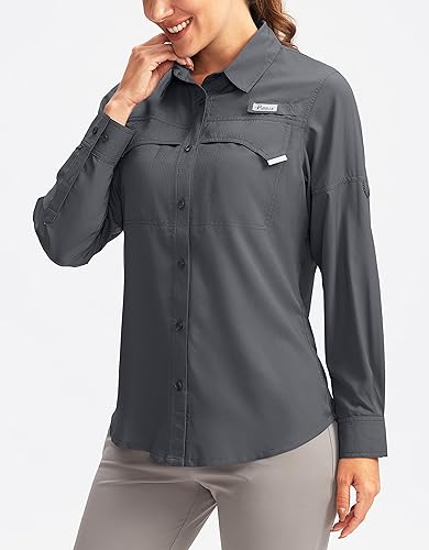 Miniatura 2 de Pudolla Camisas de manga larga para mujer, con protección solar UPF 50+, para pesca, senderismo, camisetas ligeras y frescas para viajes