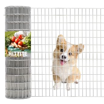 Hot Dip Galvanized Welded Wire Fences 48in x 100ft, 2 inch x 3 inch 16GA Garden Fencing Rolls, Metal Garden Border Fence for Yard Vegetable Plant Protection.