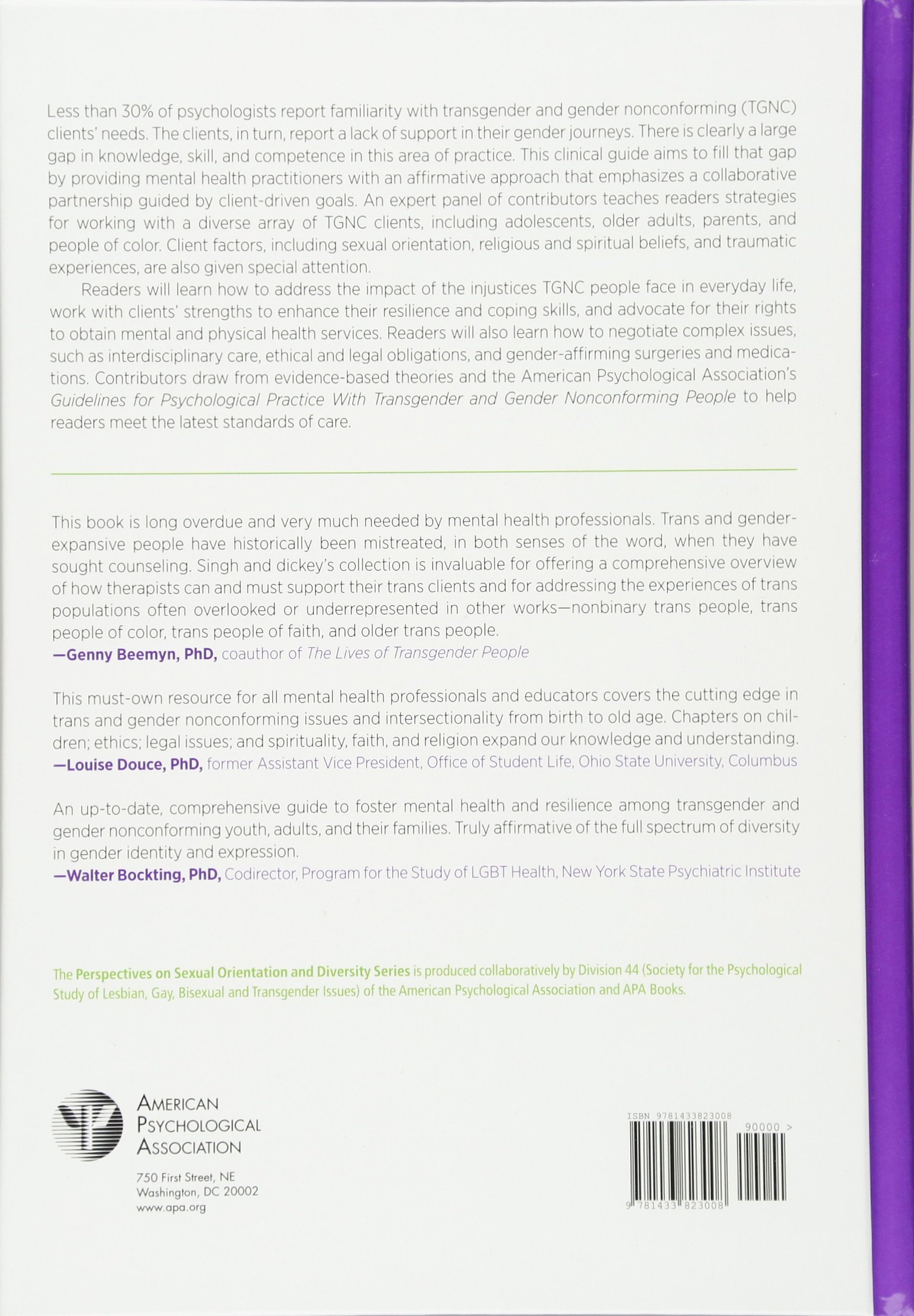 Affirmative Counseling and Psychological Practice with Transgender and Gender Nonconforming Clients