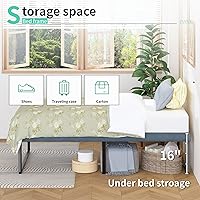 Vista 3 de Marcos de Cama Plataforma Individual de 18 Pulgadas de Metal Resistente Sin Necesidad de Somier, Sin Ruido, Fácil Montaje, Negro