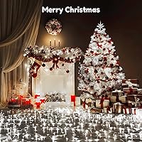 Vista 7 de BlcTec Tira de luces de Navidad para interiores y exteriores, 300 luces LED de 108 pies con 8 modos, enchufe conectable, impermeable, certificación