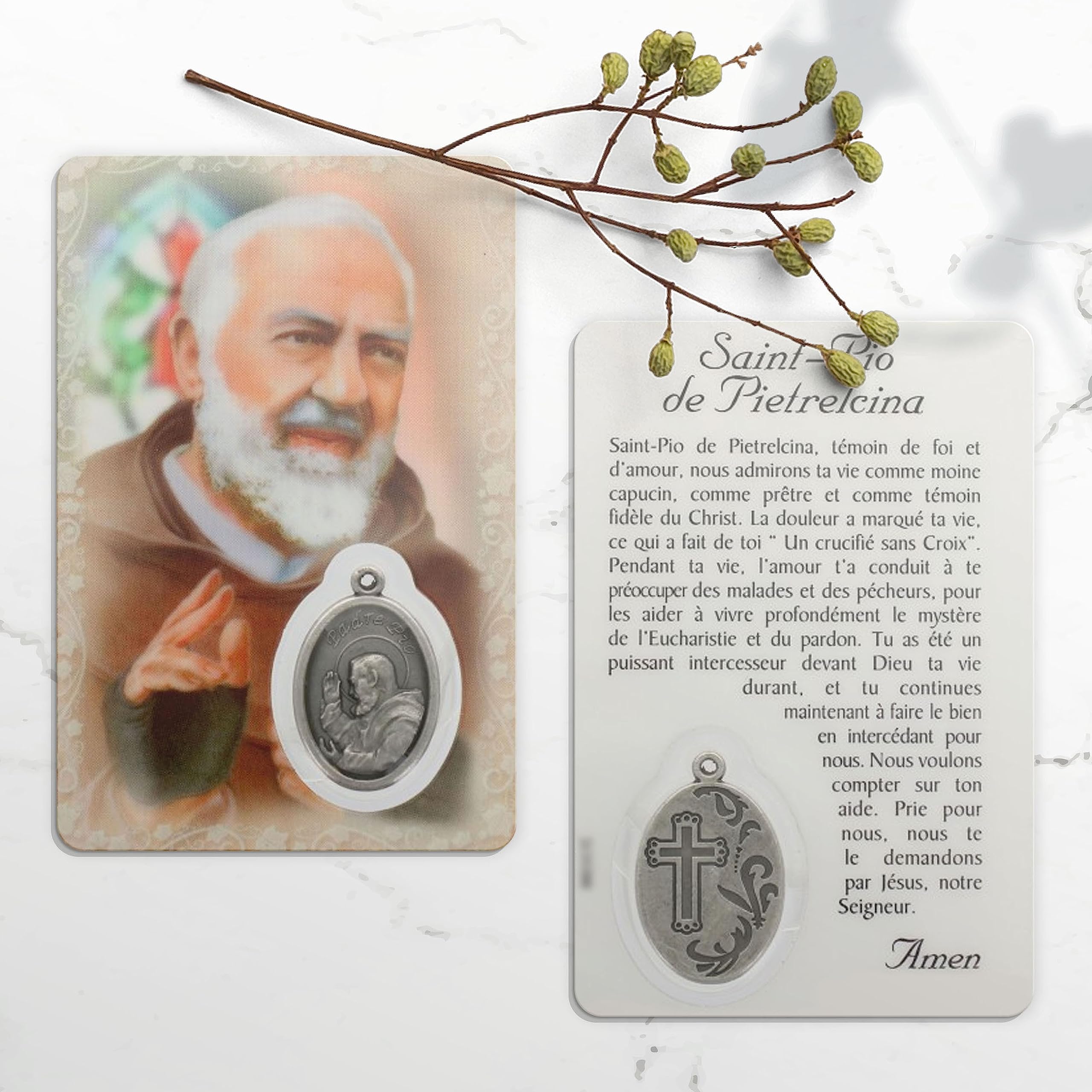 Palais Du Rosaire Earthy Tones With Gold Accents Santino Di Padre Pio Con Medaglia - Immagine Religiosis - Plastic Christian Worship