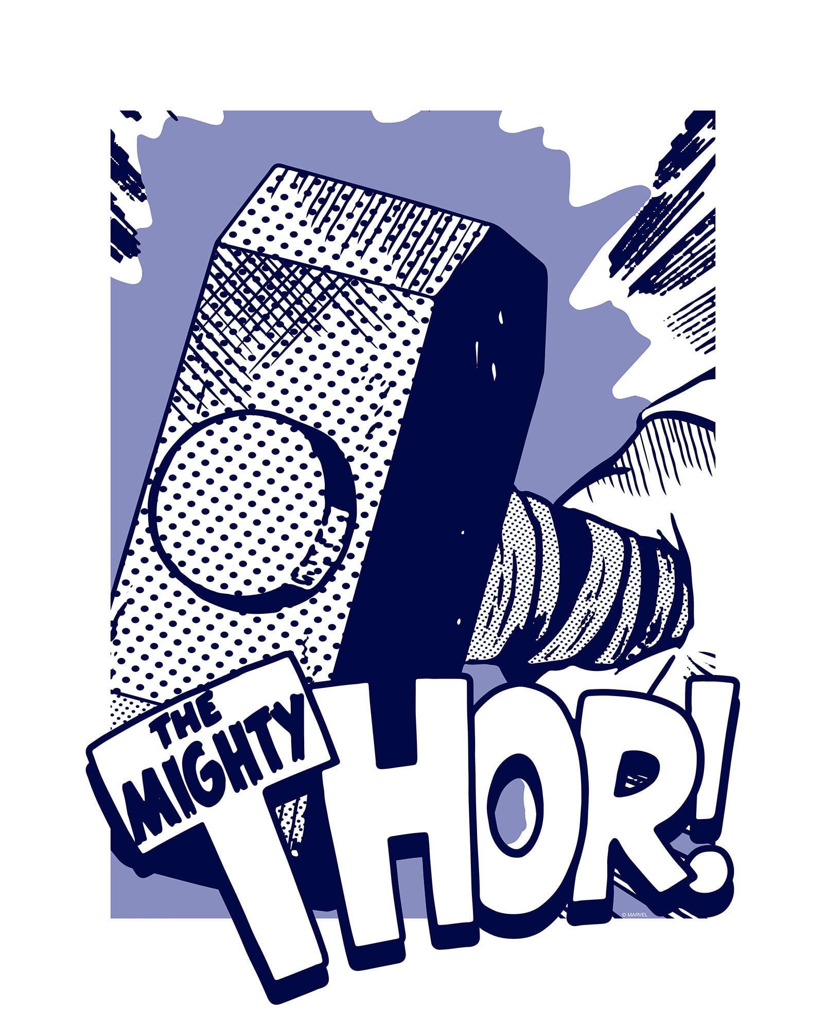 Komar Wall Picture - Thor Mjölnir - Size: 40 x 50 cm - Marvel - Children's Room - Wall Design, Blue, 50L x 40W cm