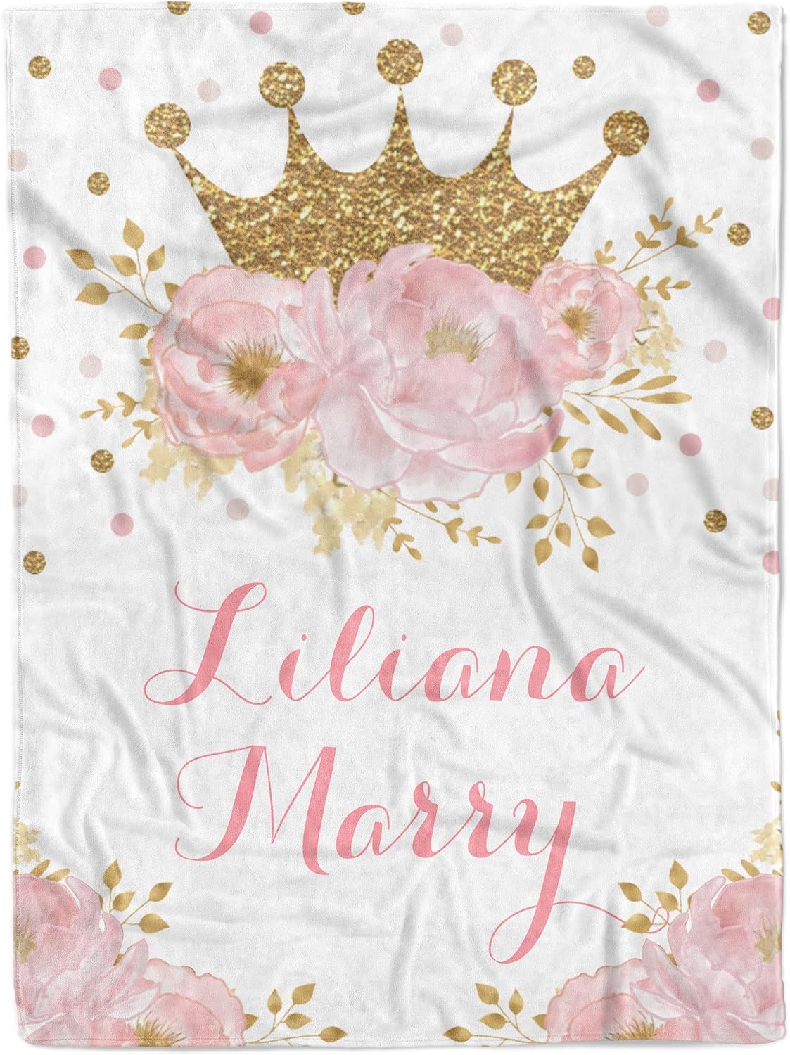 MDPrints Princess Personalized Baby Blankets for Girls - Custom Baby Blankets with Name - Minky Plush Fleece (Pink Princess)