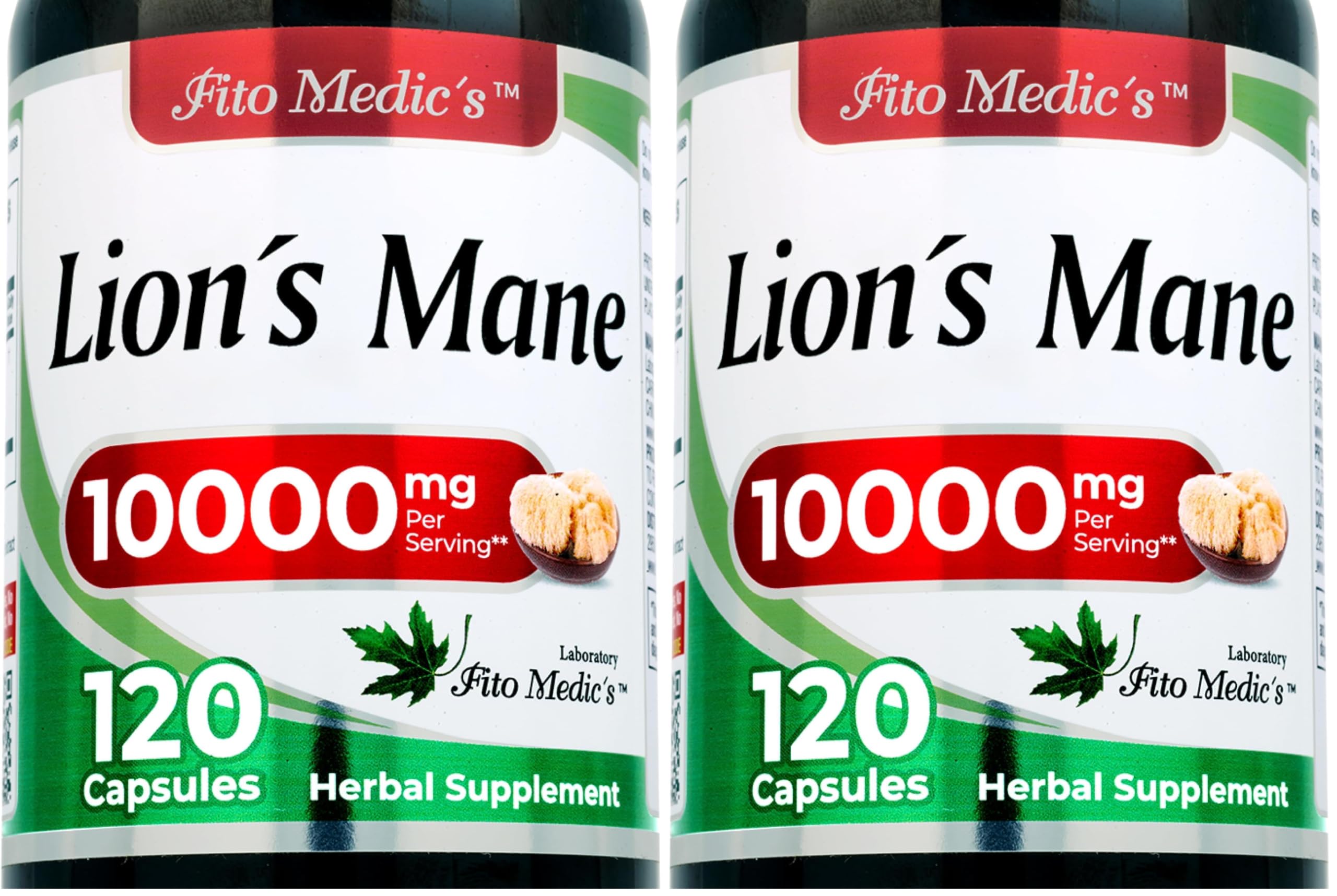 FITO MEDIC'S Lab | Lions Mane Supplement Capsules | 120 Capsules | Mushroom Supplement (Pack of 2) 120 Count (Pack of 2)