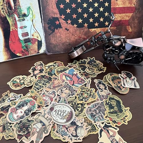 Miniatura 5 de Calcomanías vintage para diario de basura, paquete de 100 calcomanías de marinero, calcomanías de vinilo impermeables para botellas de agua, álbumes