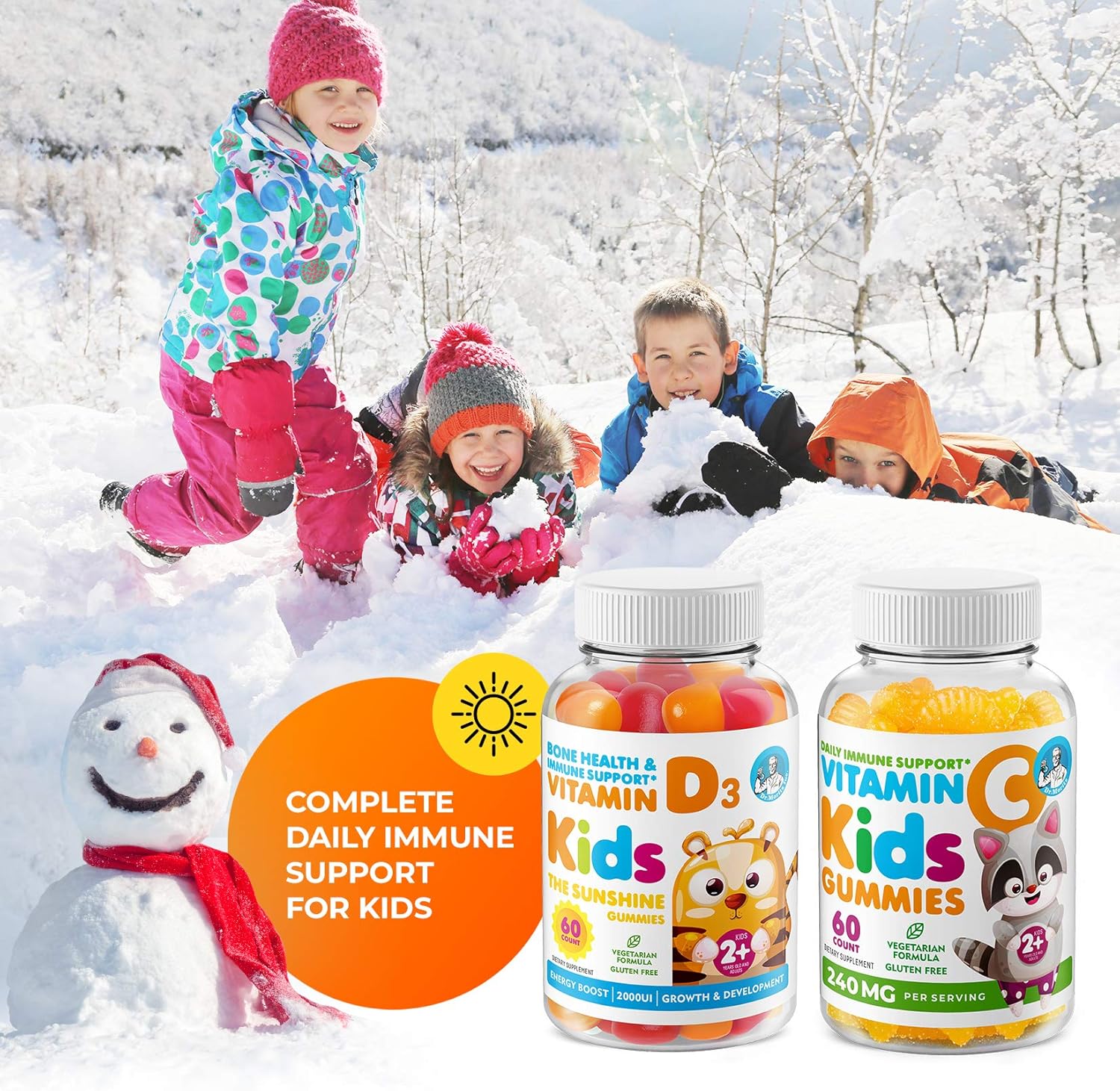 DR. MORITZ Vitamin C Gummies for Kids & Adults 240 mg - Immune Support Low-Sugar Chewable Vitamins for Toddlers - Vegetarian Gelatin-Free Children's Dietary Supplement (Citrus Flavor) (120 Count) - Image 5