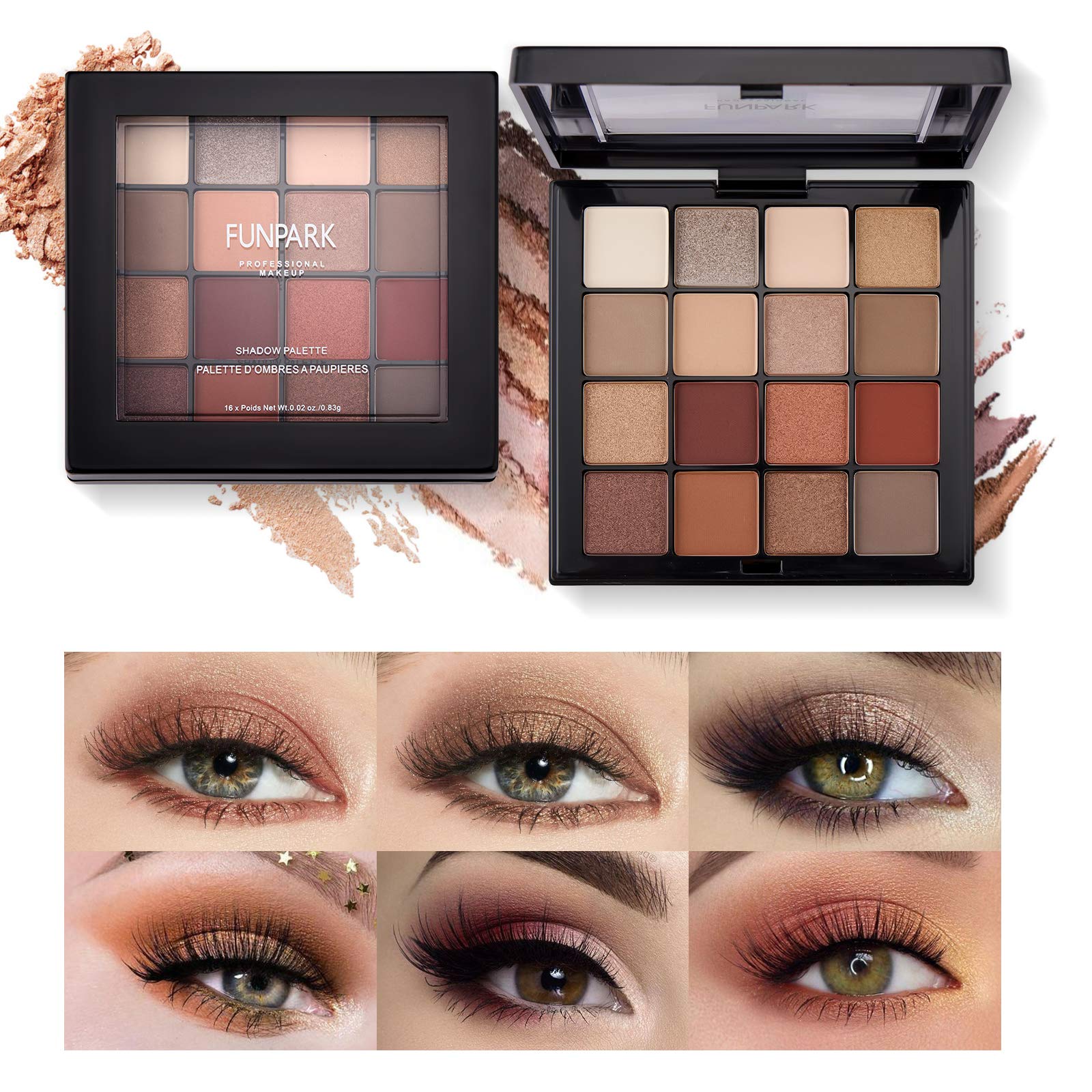 Mimore - Sombra de ojos de 16 colores, ultra pigmentada, natural, mate, dorado, con brillo, brillo, sombra de ojos profesional, duradera, impermeable(1)