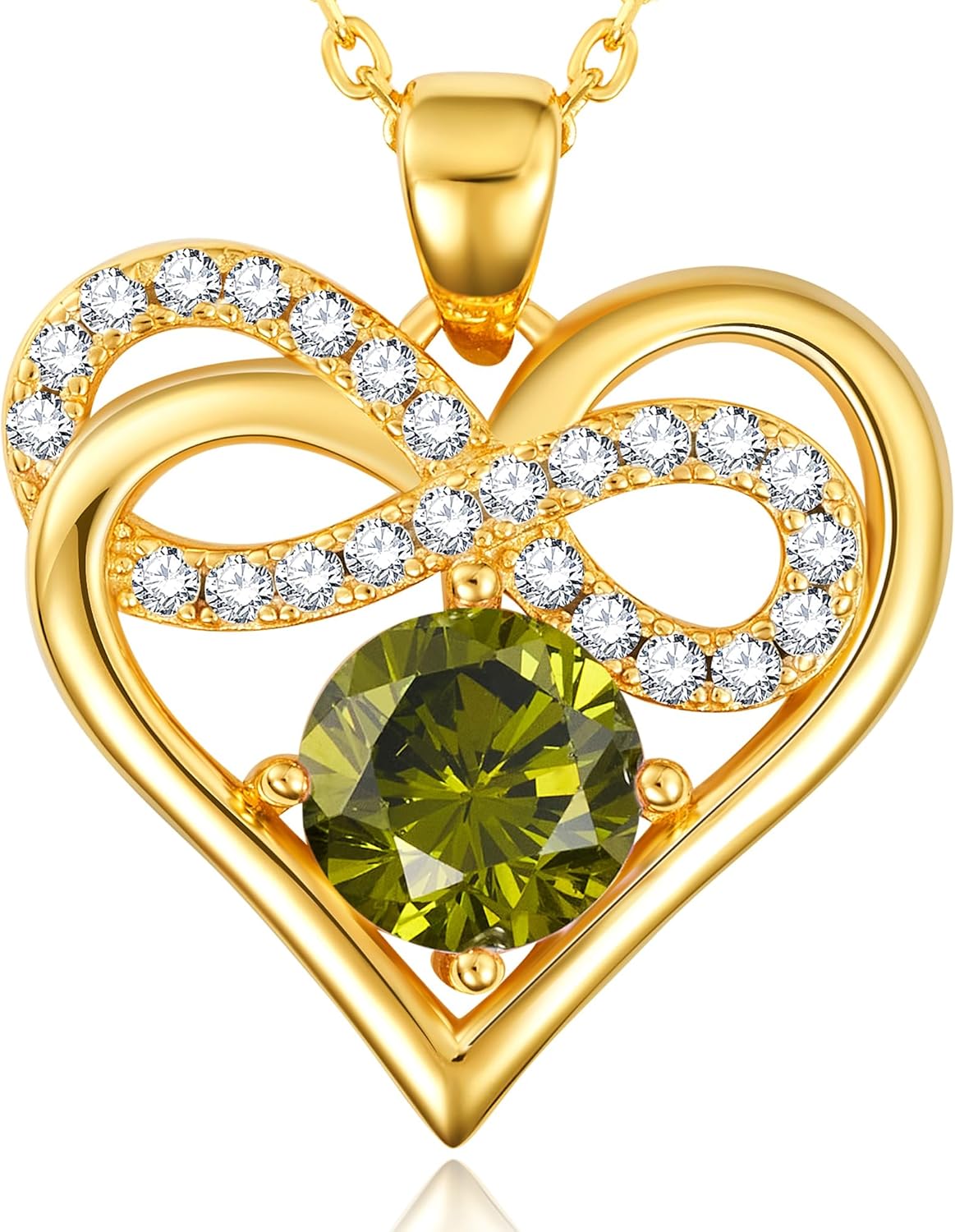 THECEROS Heart Pendant Necklace for Women, Birthstone Infinity Heart Pendant - Sterling Silver Necklace for Wife or Girlfriend, Perfect Anniversary, Birthday, or 'I Love You' Gift, Timeless Jewelry She’ll Treasure