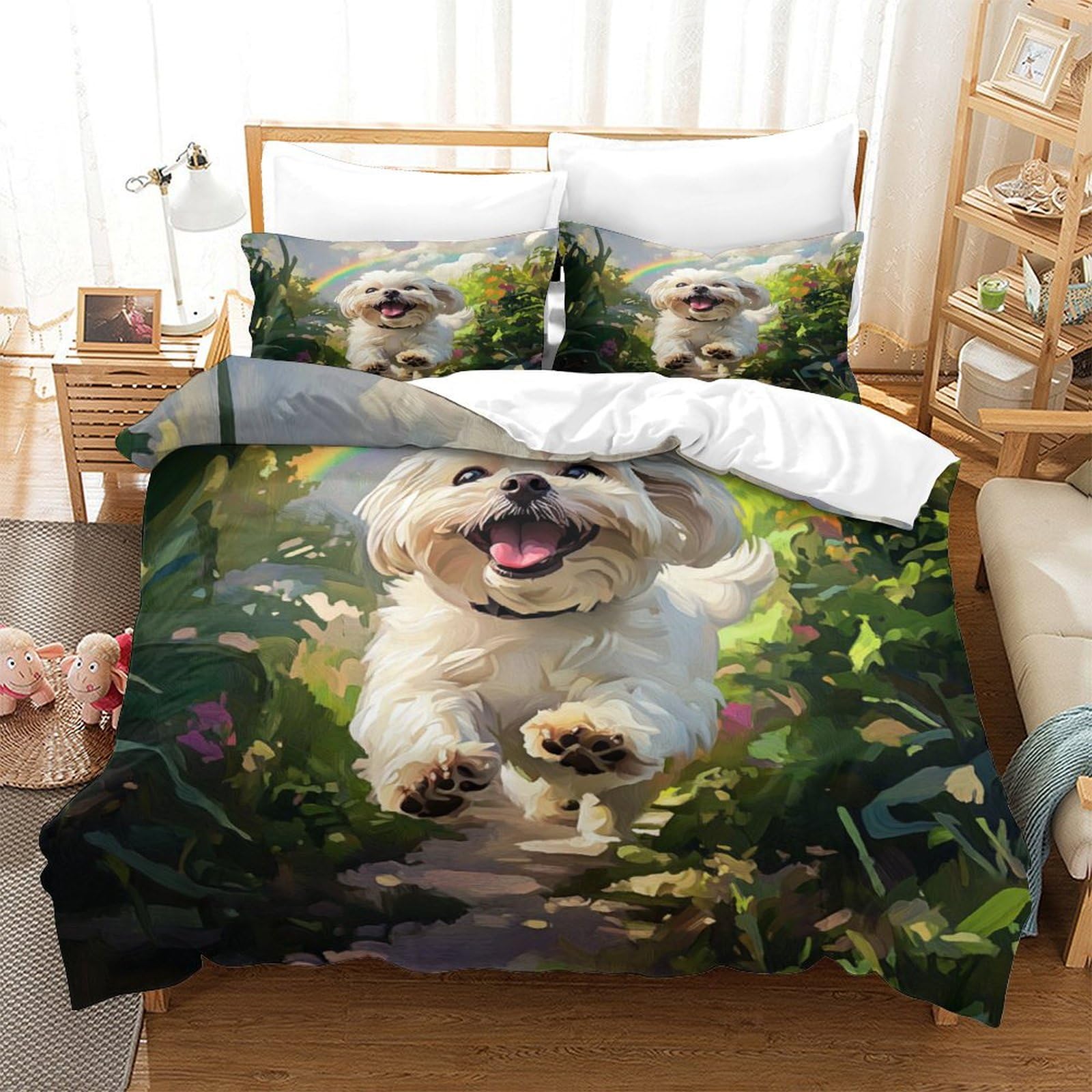 VFKLZCNYR Shih Tzu Duvet Cover Sets 3 PCS Hotel Quality Quilt Cover Bedding Set Bed Covers with Pillowcases with Zipper Closure Ultra Soft Anti Allergic Microfiber King（220x240cm）