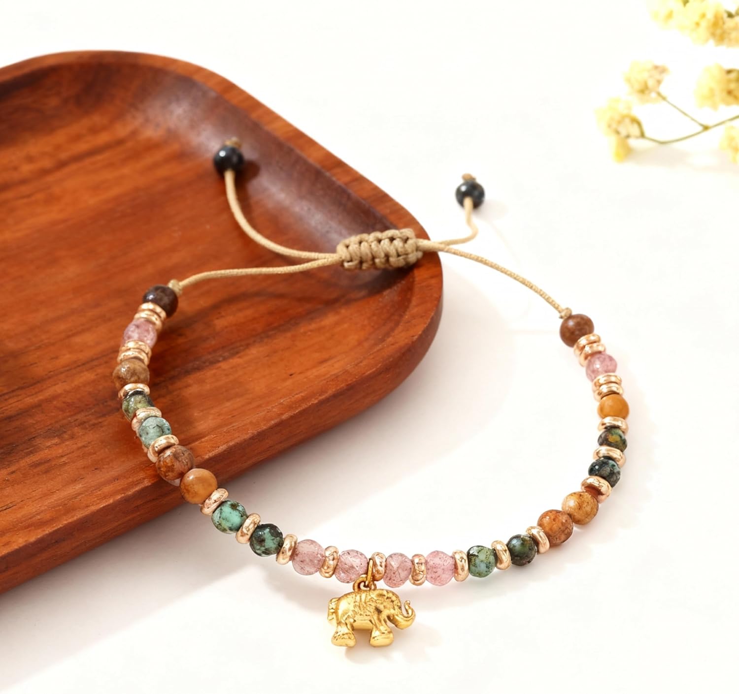 Elephant Gifts for Women Inspirational Gifts for Women Christmas Stocking Stuffers Elephant Bracelet Natural Healing Stone Bracelet Anxiety Friendship New Beginnings Get Well Soon Gifts - Image 5