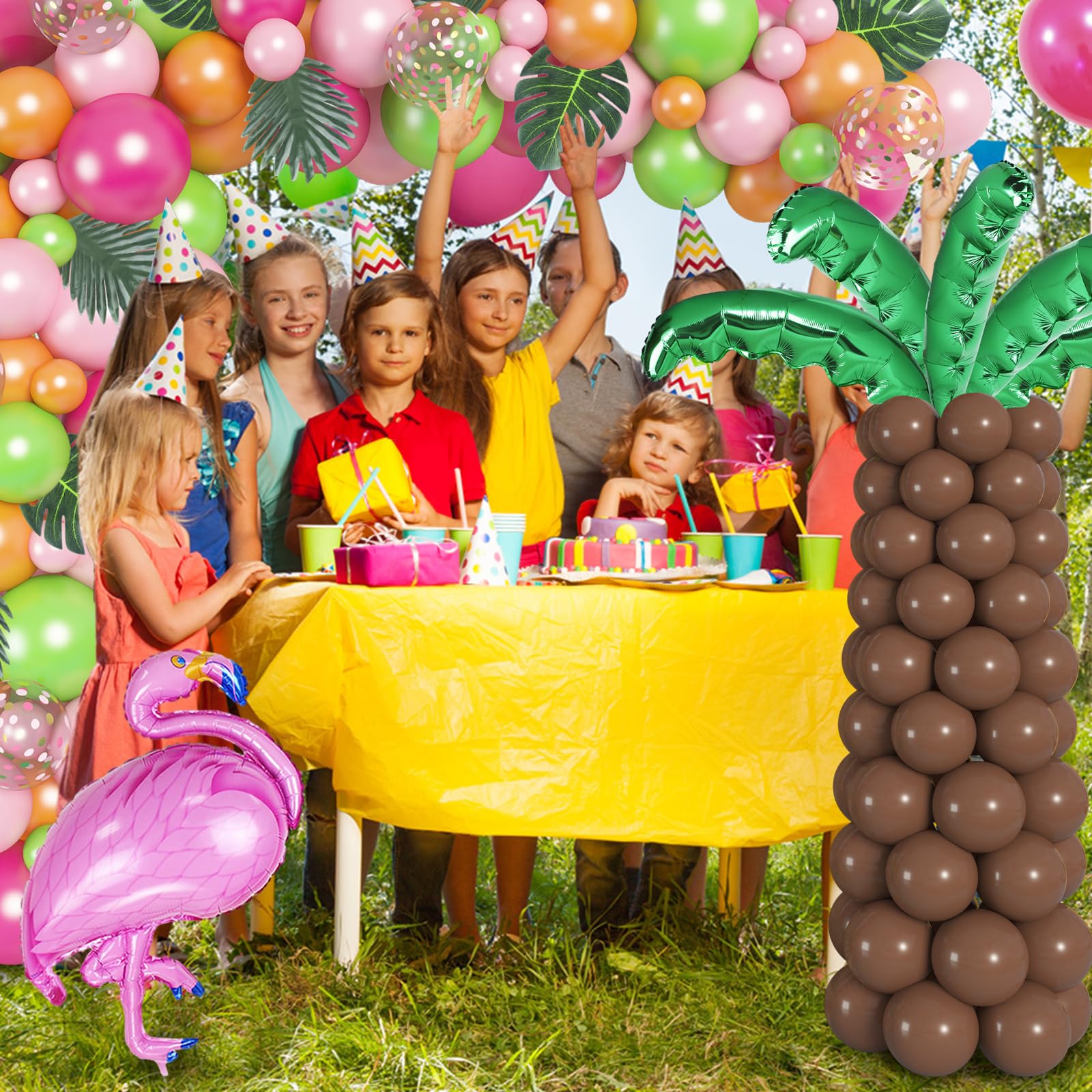 16 Stks Magische Palmboom Bladeren Verjaardagsfeest Servies Decor Ballonnen Levert Geschenken voor Verjaardag Bruiloft Baby Shower Hawaii Luau Party Decoraties