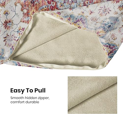 Miniatura 5 de Fundas de almohada boho de Gohdiwh 18x18 Juego de 2, almohadas decorativas de diseño étnico estilo bohemia funda de almohada de lino naranja azul