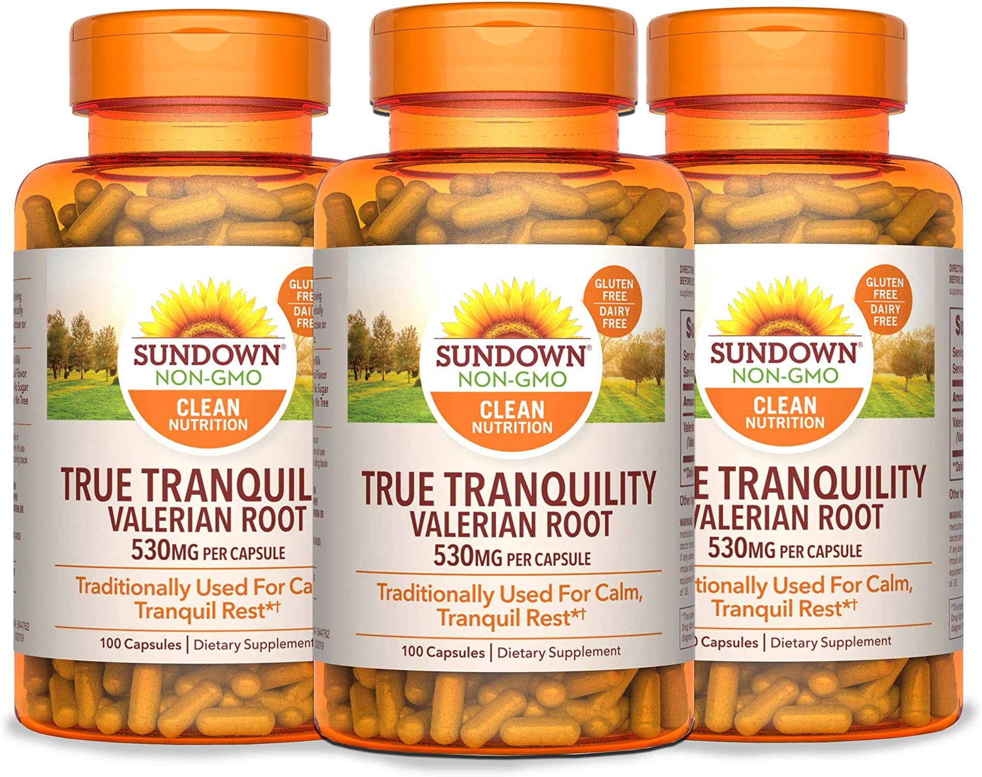 Sundown Valerian Root Whole Herb 530 mg, 100 Count (Pack of 3)