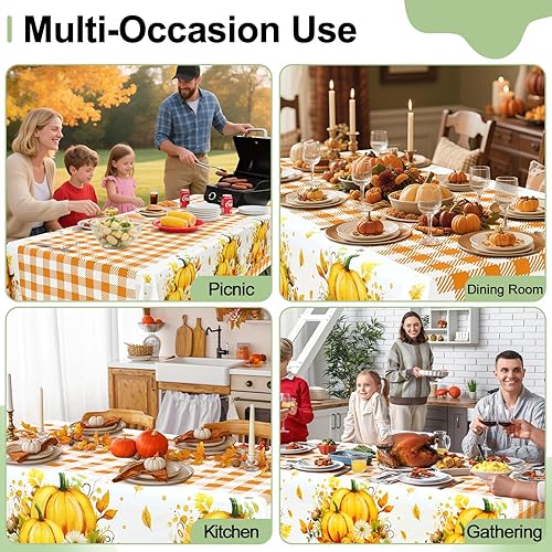 Vista 173 de misaya Paquete de 4 manteles desechables de búfalo, mantel de plástico impermeable de 54 x 108 pulgadas, manteles rectangulares a cuadros caqui